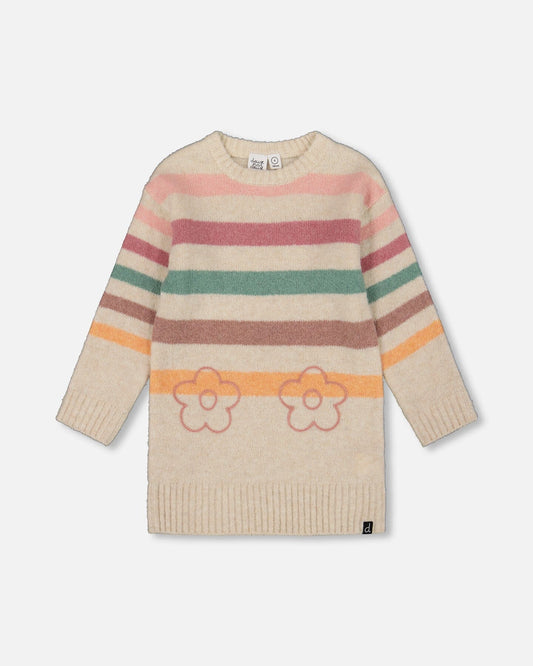 Knitted Tunic Off-White With Stripes