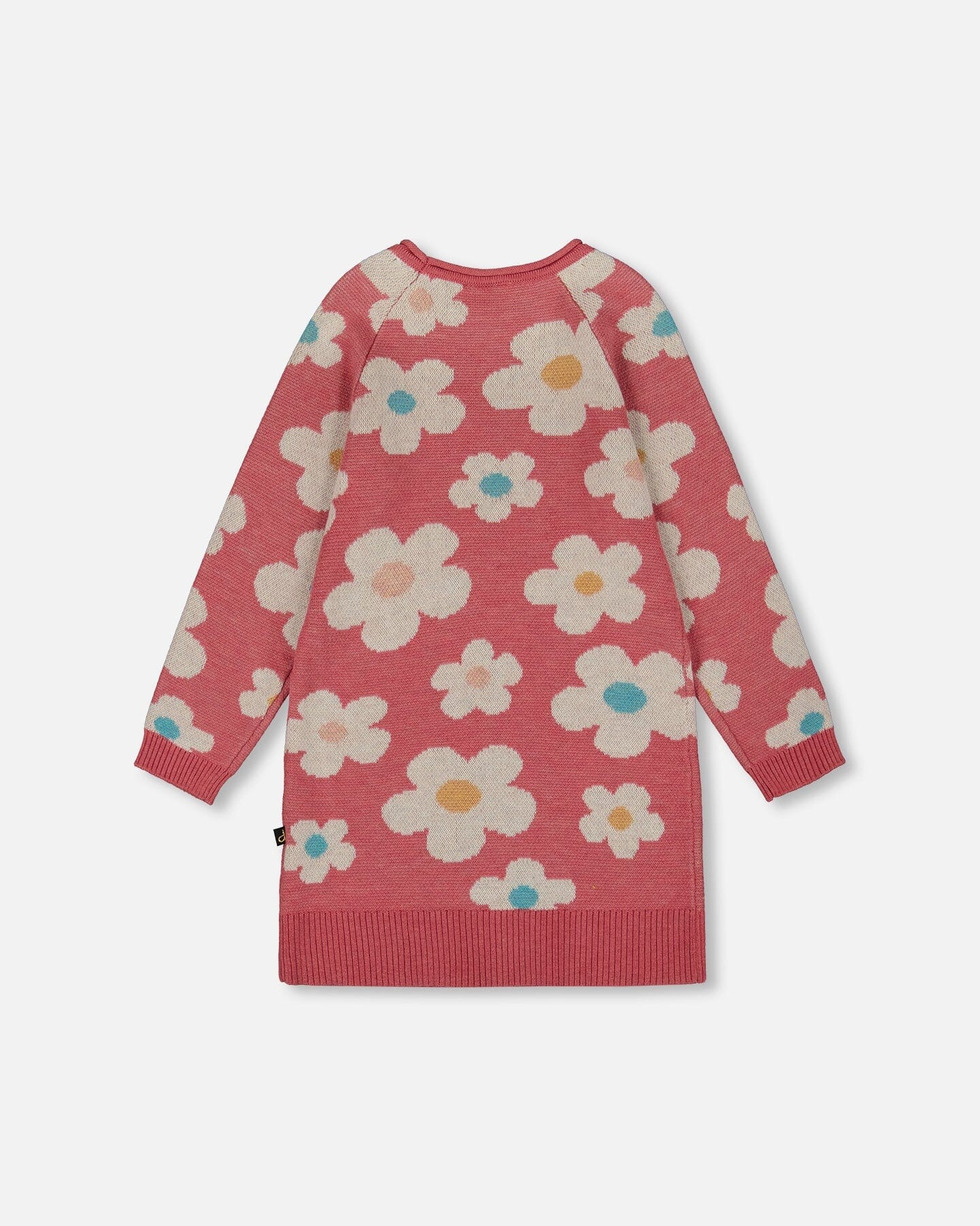 Knitted Dress With Flower Jacquard Old Pink And Beige