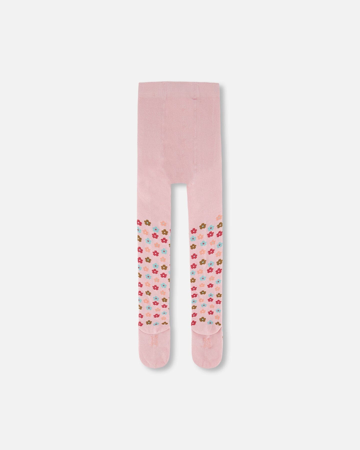 Knit Tights Light Pink With Flowers