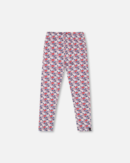 Organic Cotton Leggings Blue Apple Print