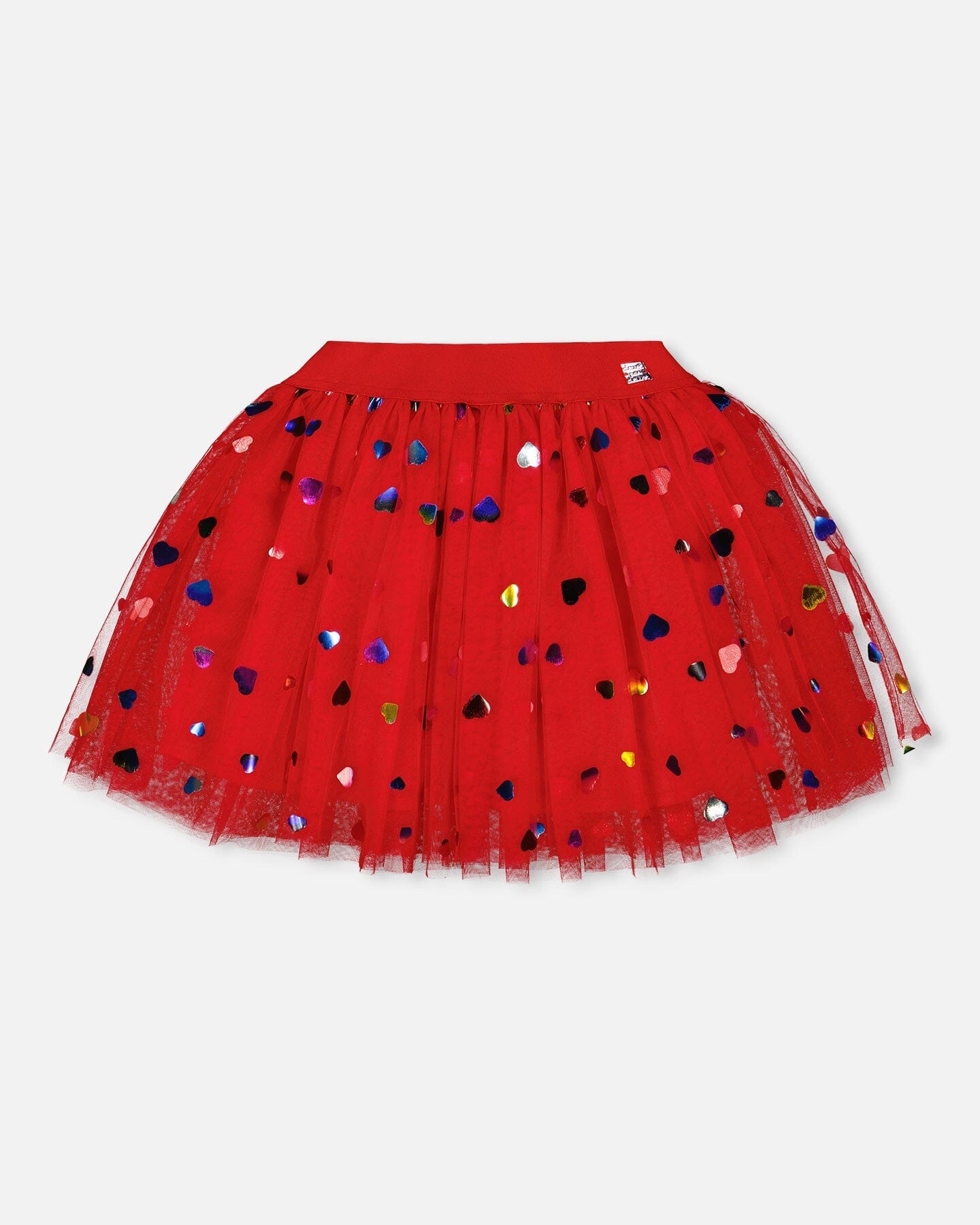 Tulle Skirt Red With Iridescent Heart Confettis
