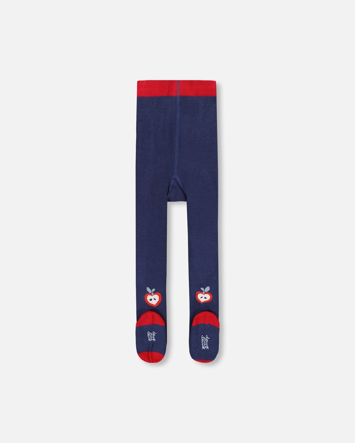 Knit Tights Navy Blue With Apples