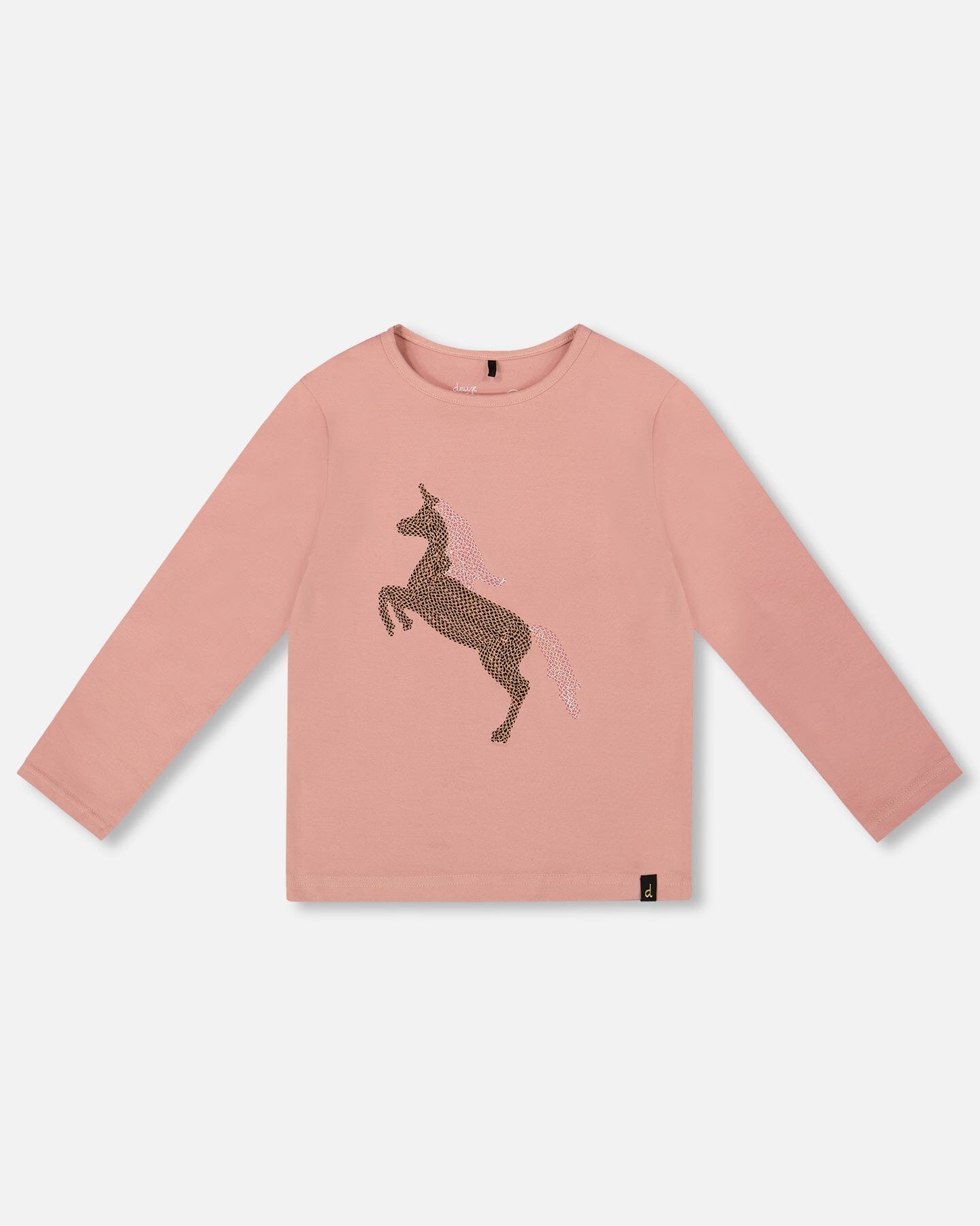 Organic Cotton Long Sleeve T-Shirt Dusty Pink With Sequin Unicorn!