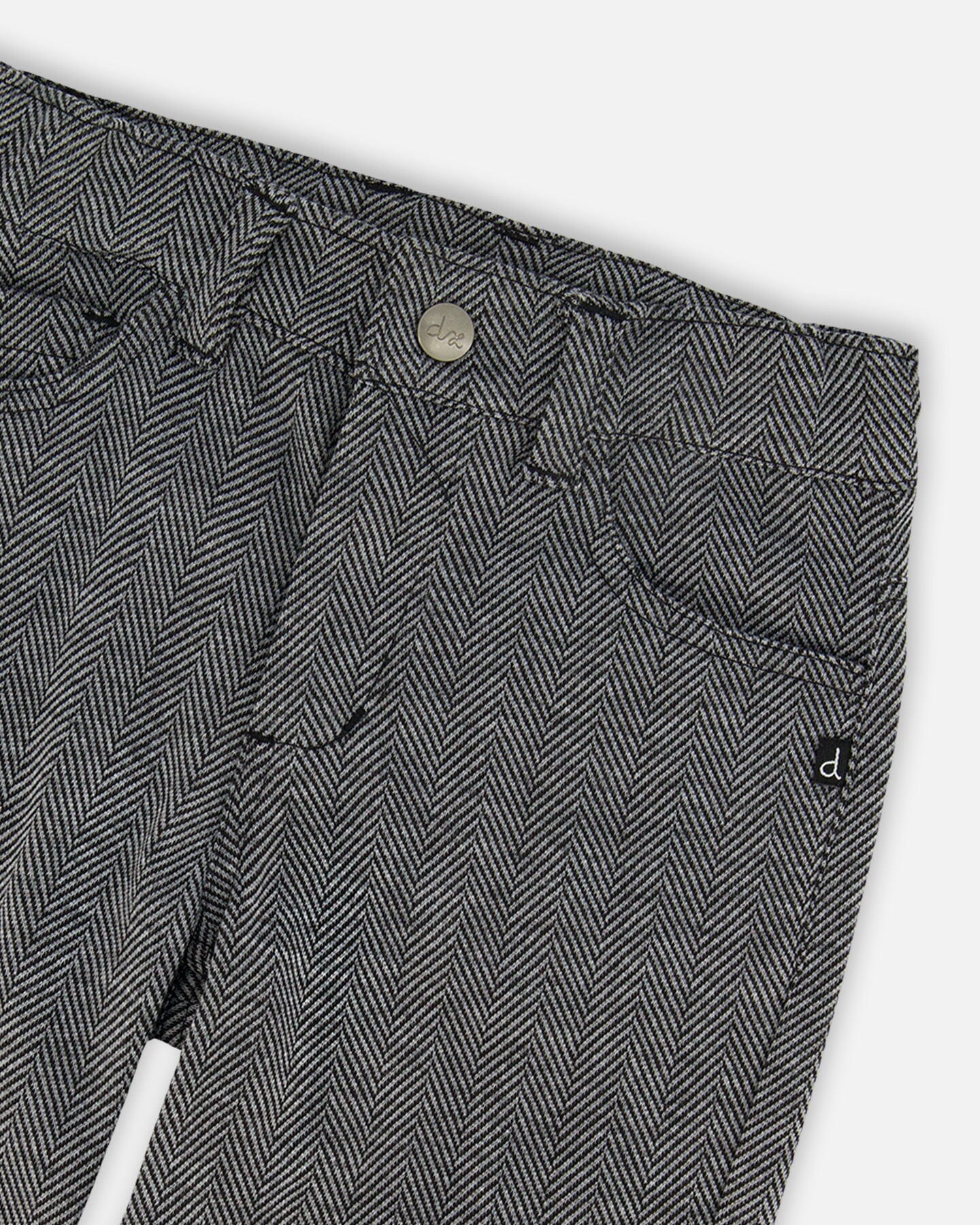 Stretch Jacquard Pants Grey Herringbone
