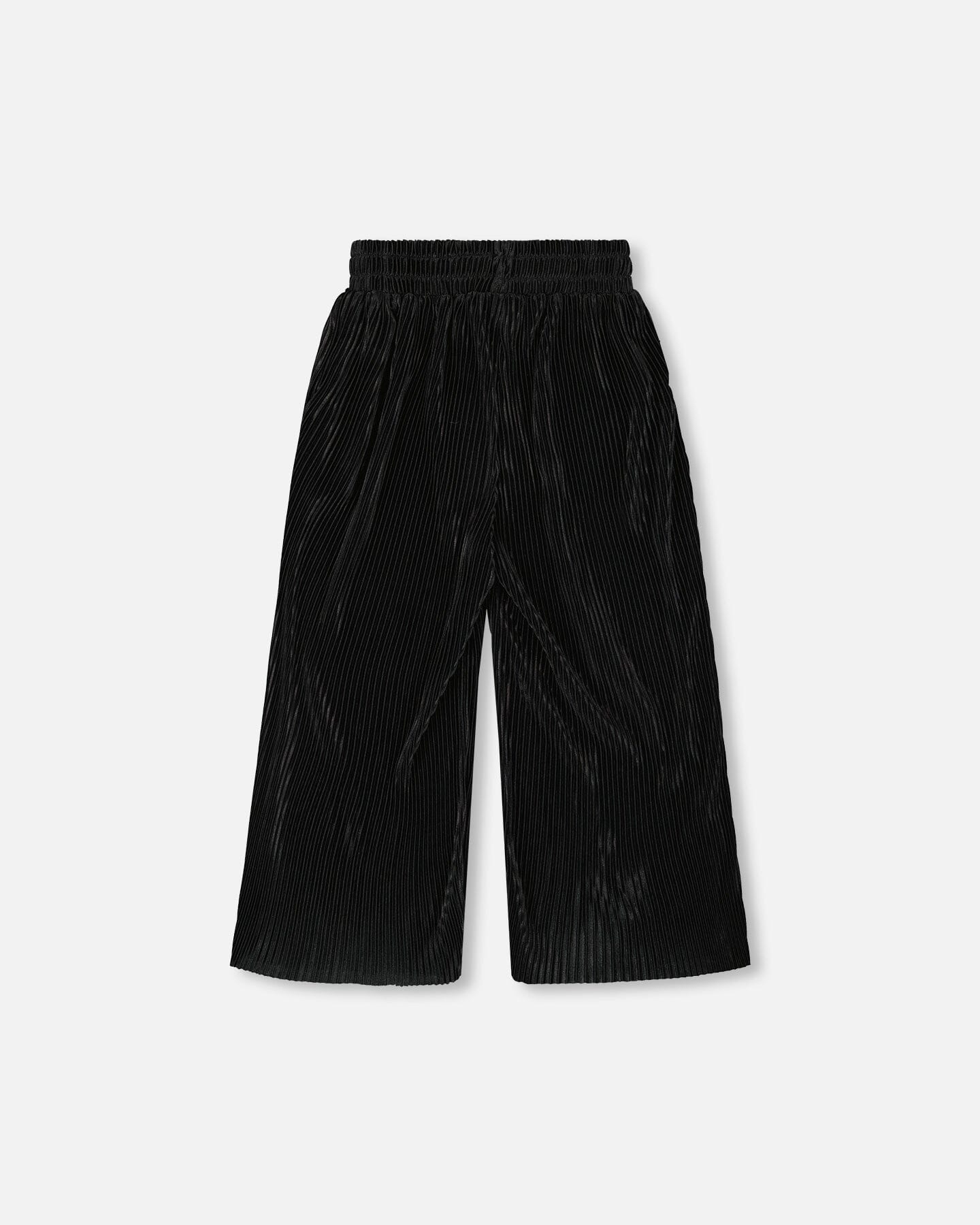 Wide Leg Pleated Pants Black