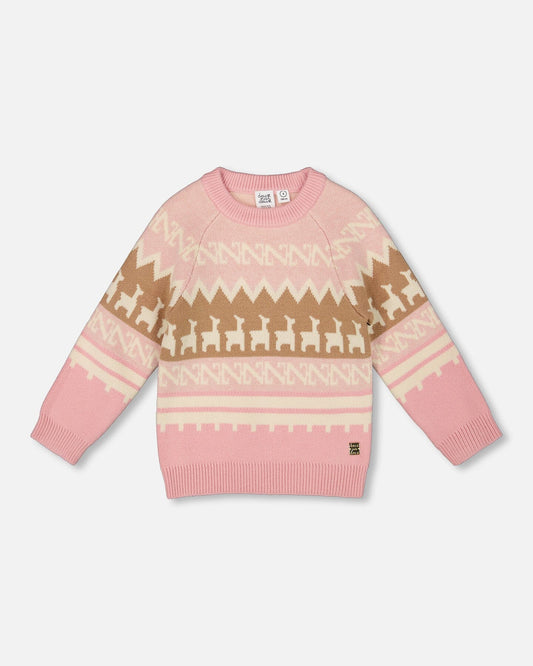 Llama Jacquard Sweater Dusty Pink