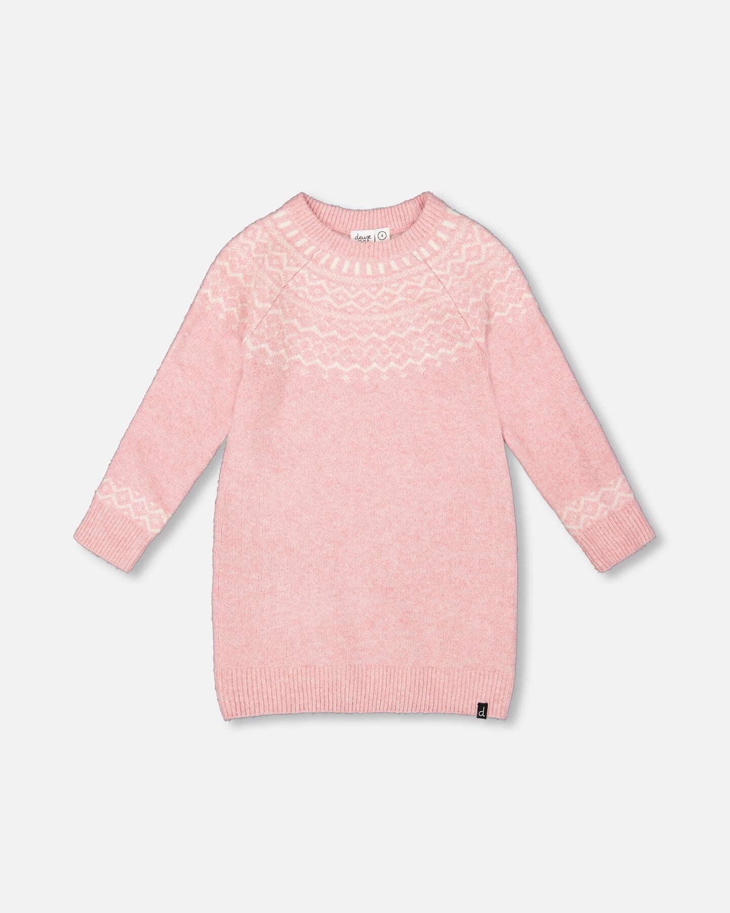 Knitted Dress With Norvegian Jacquard Dusty Pink