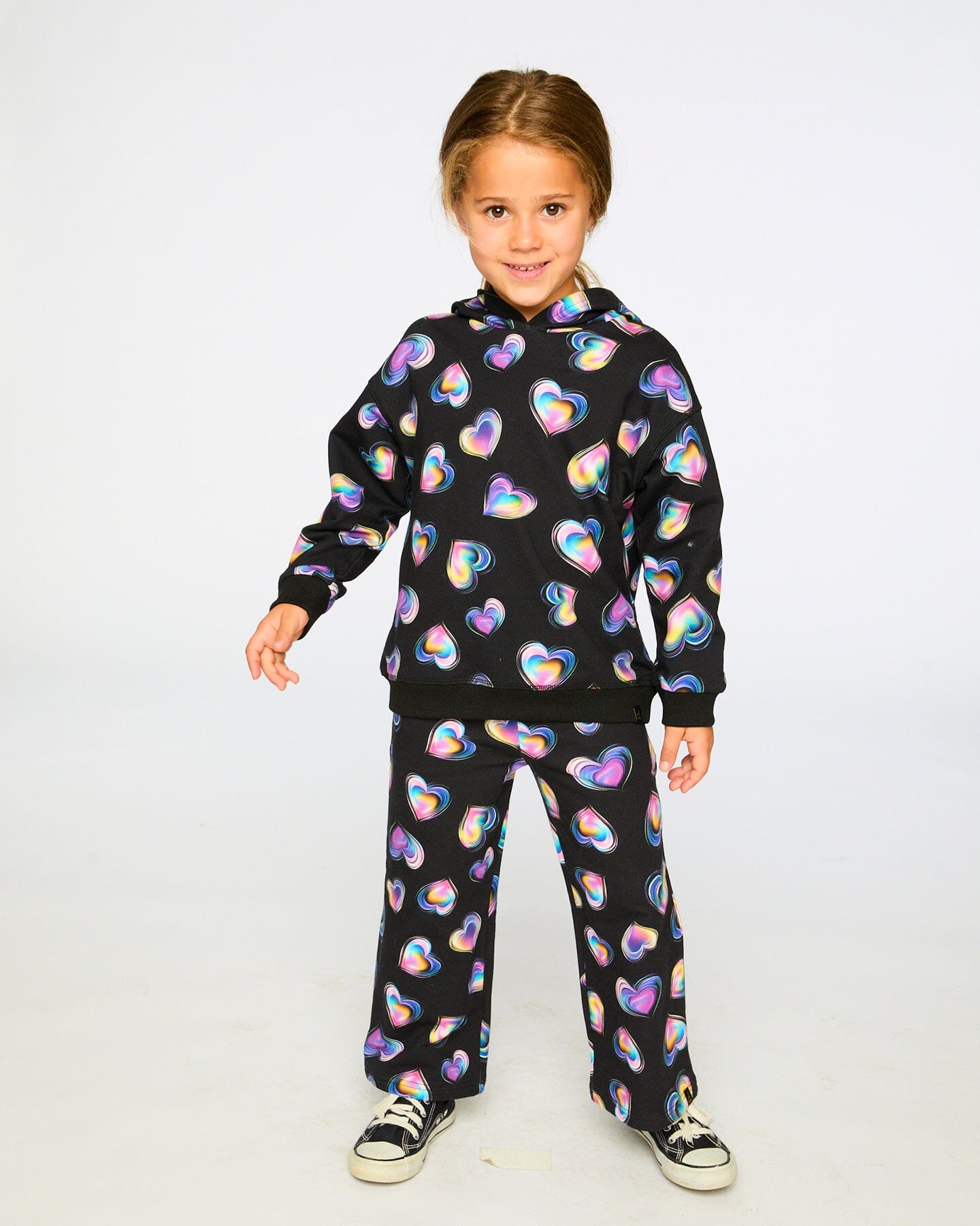 Wide Leg Fleece Pants Black And Multicolor