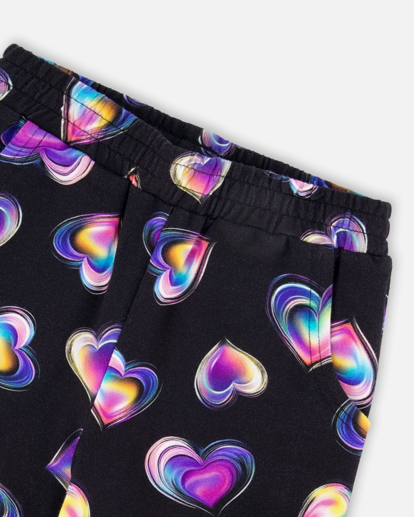 Wide Leg Fleece Pants Black And Multicolor