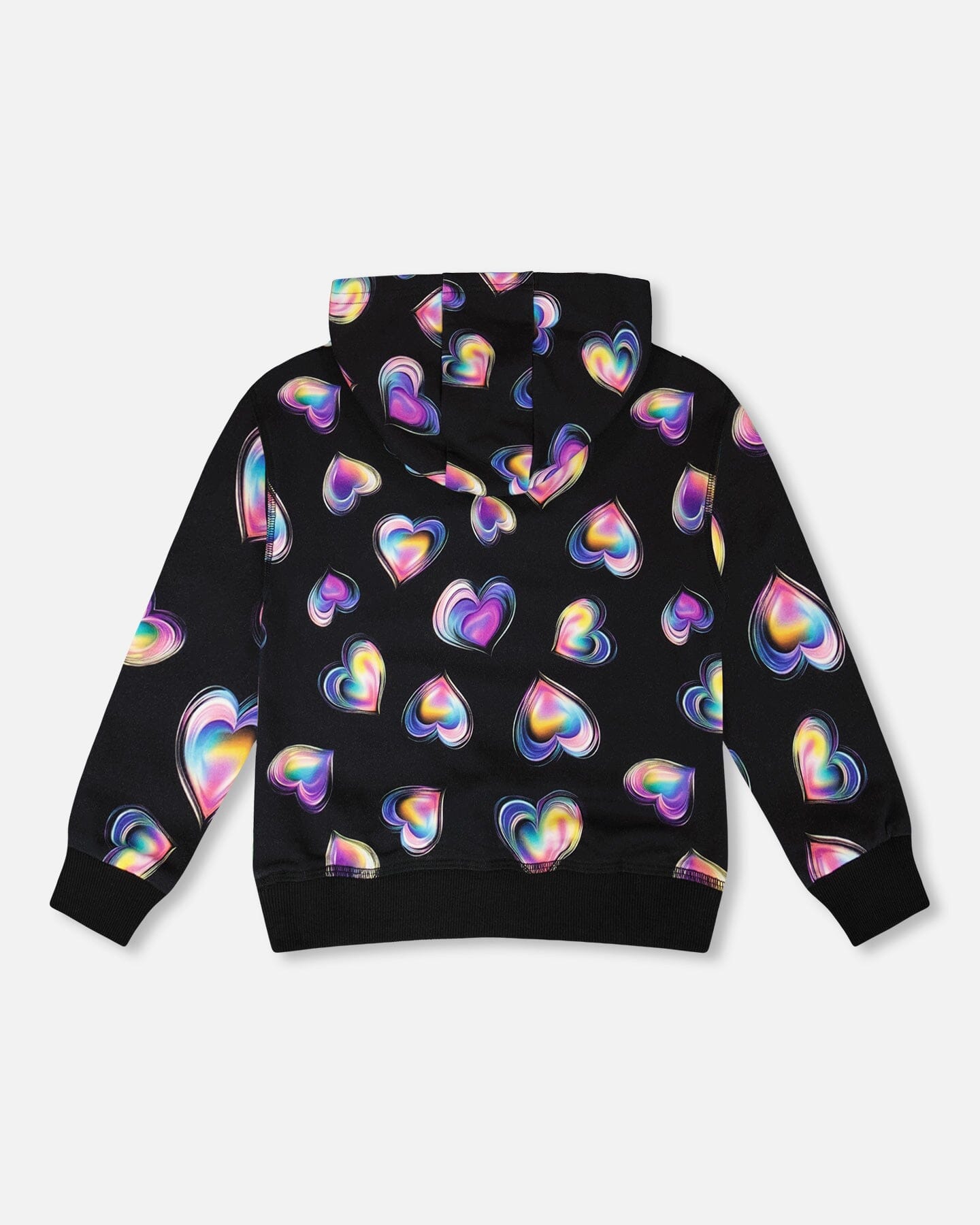 Fleece Hoodie Black And Multicolor