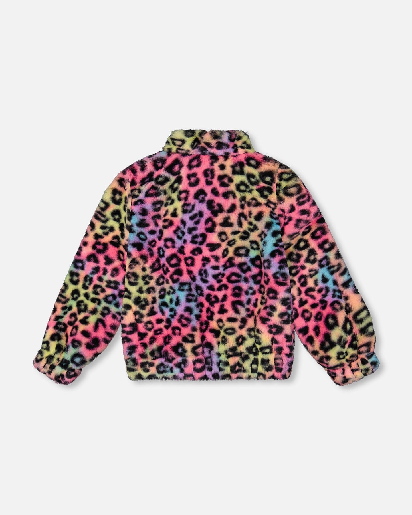 Faux Fur Zipped Jacket Multicolor Leopard