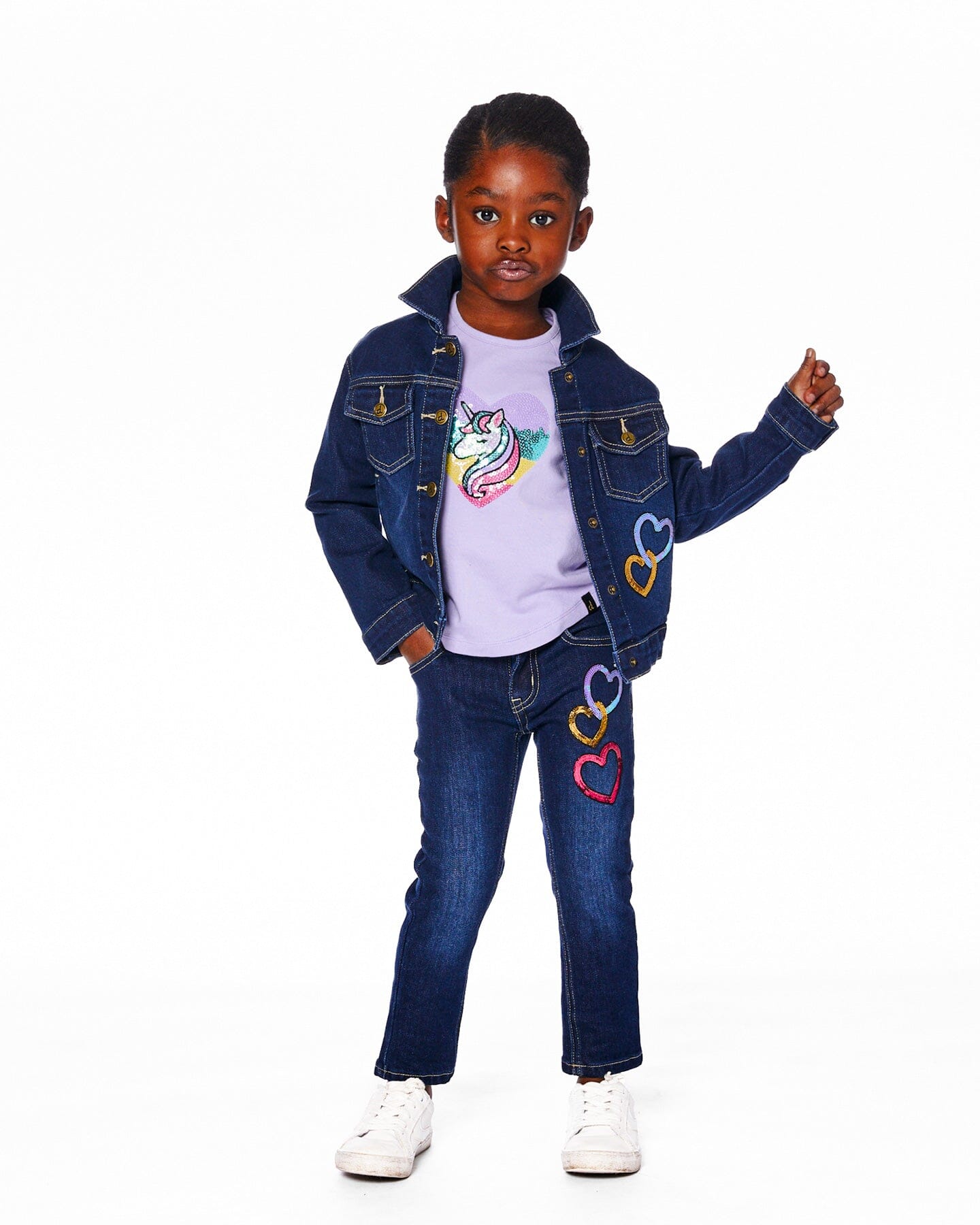 Organic Cotton Long Sleeve T-Shirt Lavender With Sequin Unicorn