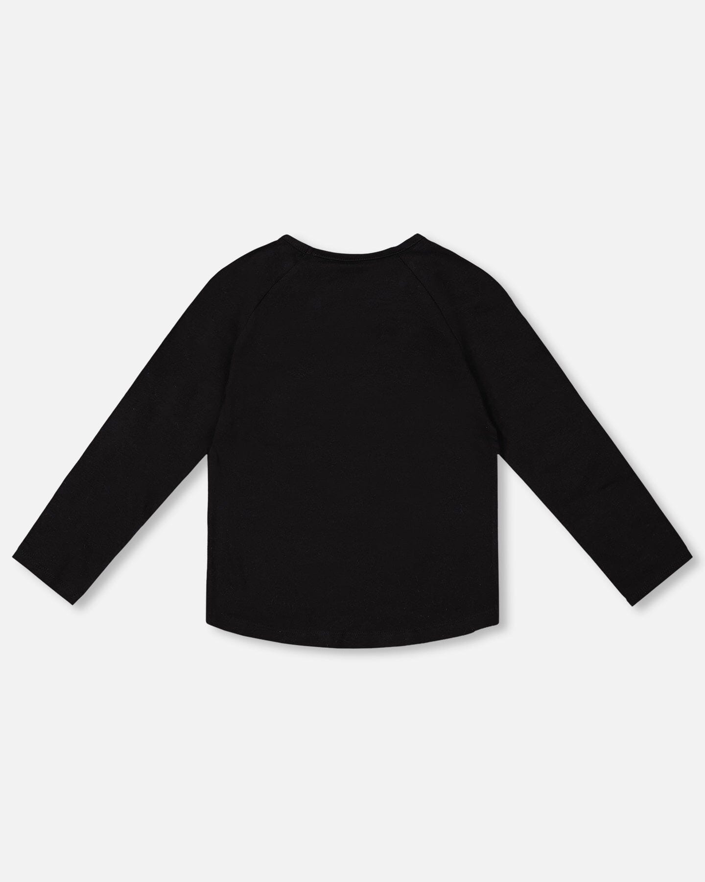 Organic Cotton Long Sleeve T-Shirt Black With Sequin Rainbow