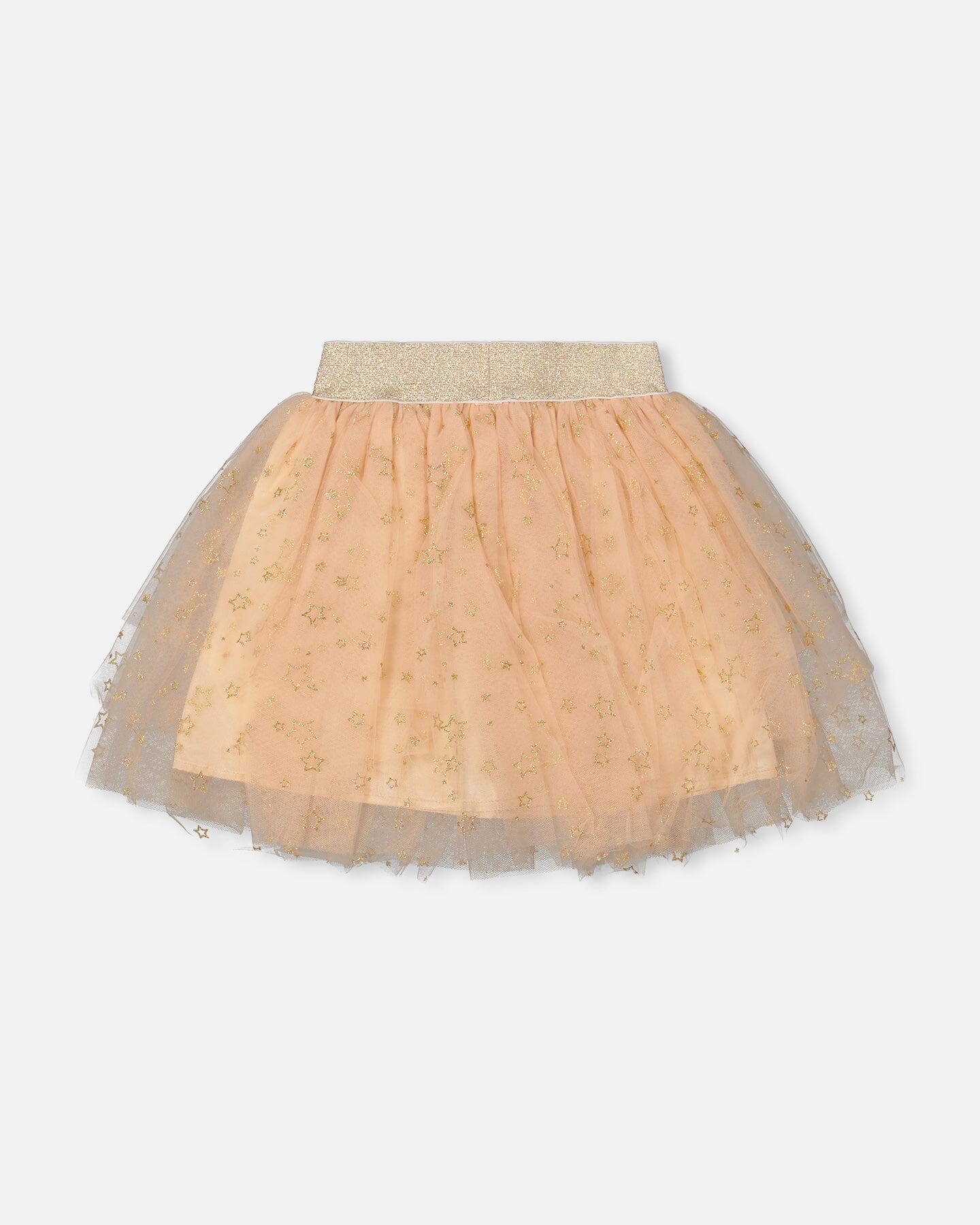Multi Layer Glittering Mesh Skirt Beige