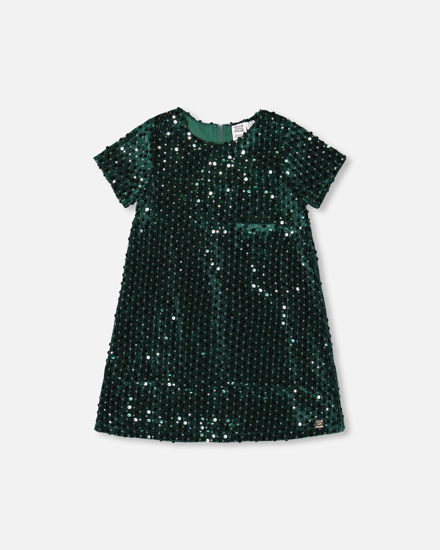 Velvet Short Sleeve Dress Forest Green