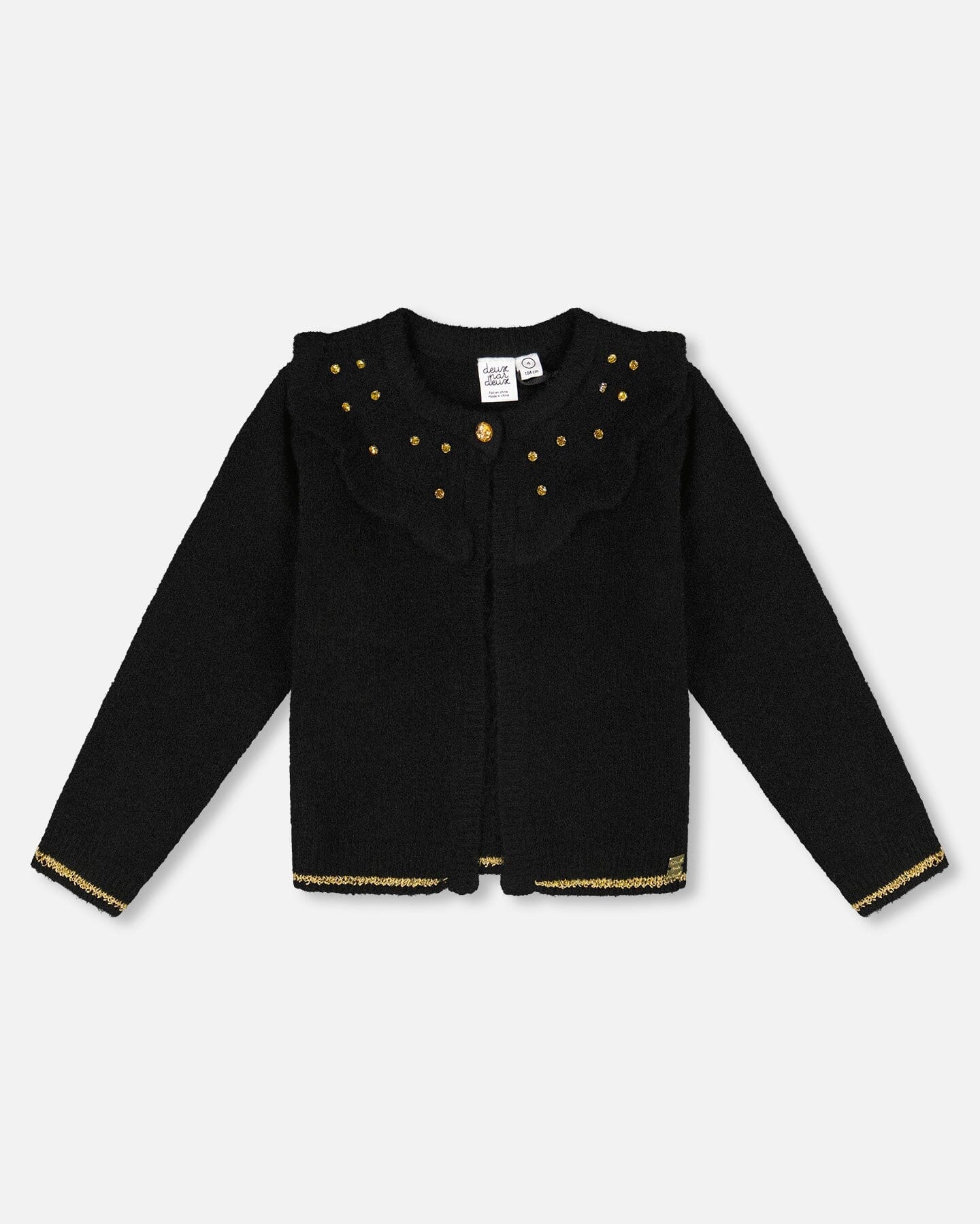 Knitted Cardigan With Rhinestones Black