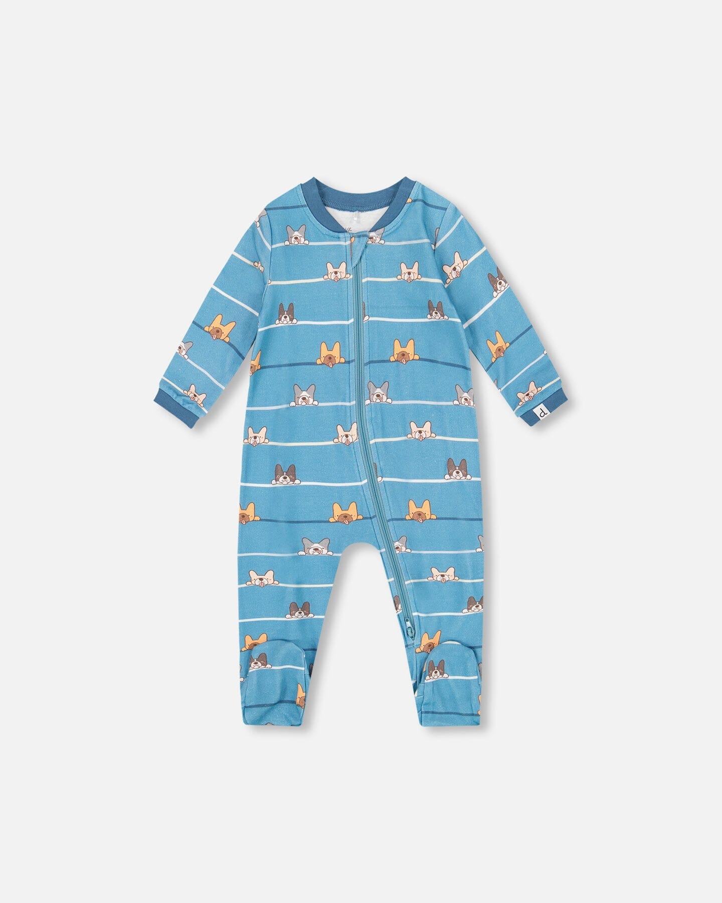 One-Piece Organic Cotton Pajama Blue Dog Print