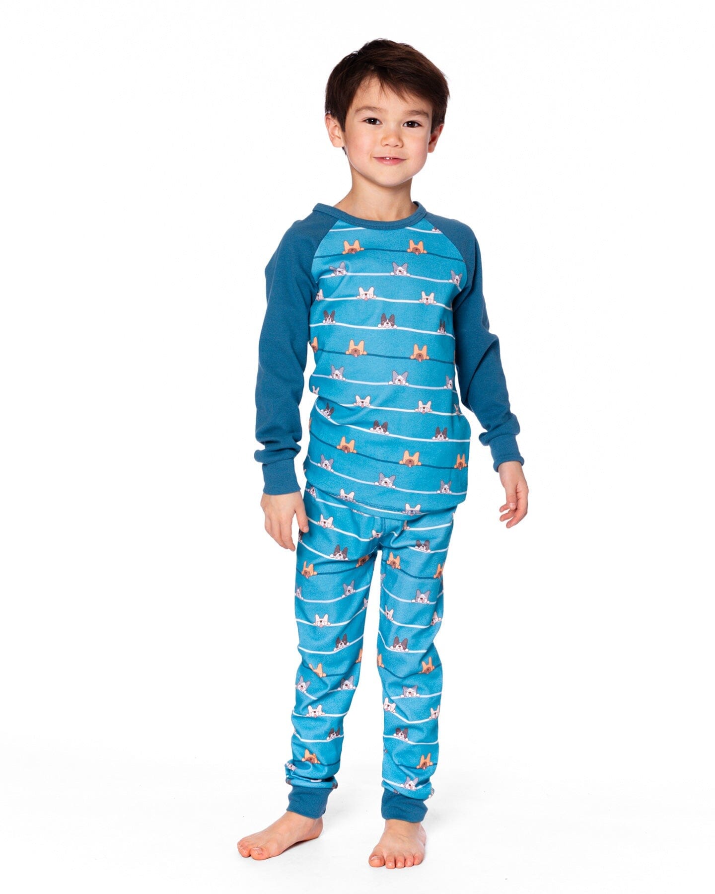 Two-Piece Organic Cotton Pajama Set Blue Dog Print