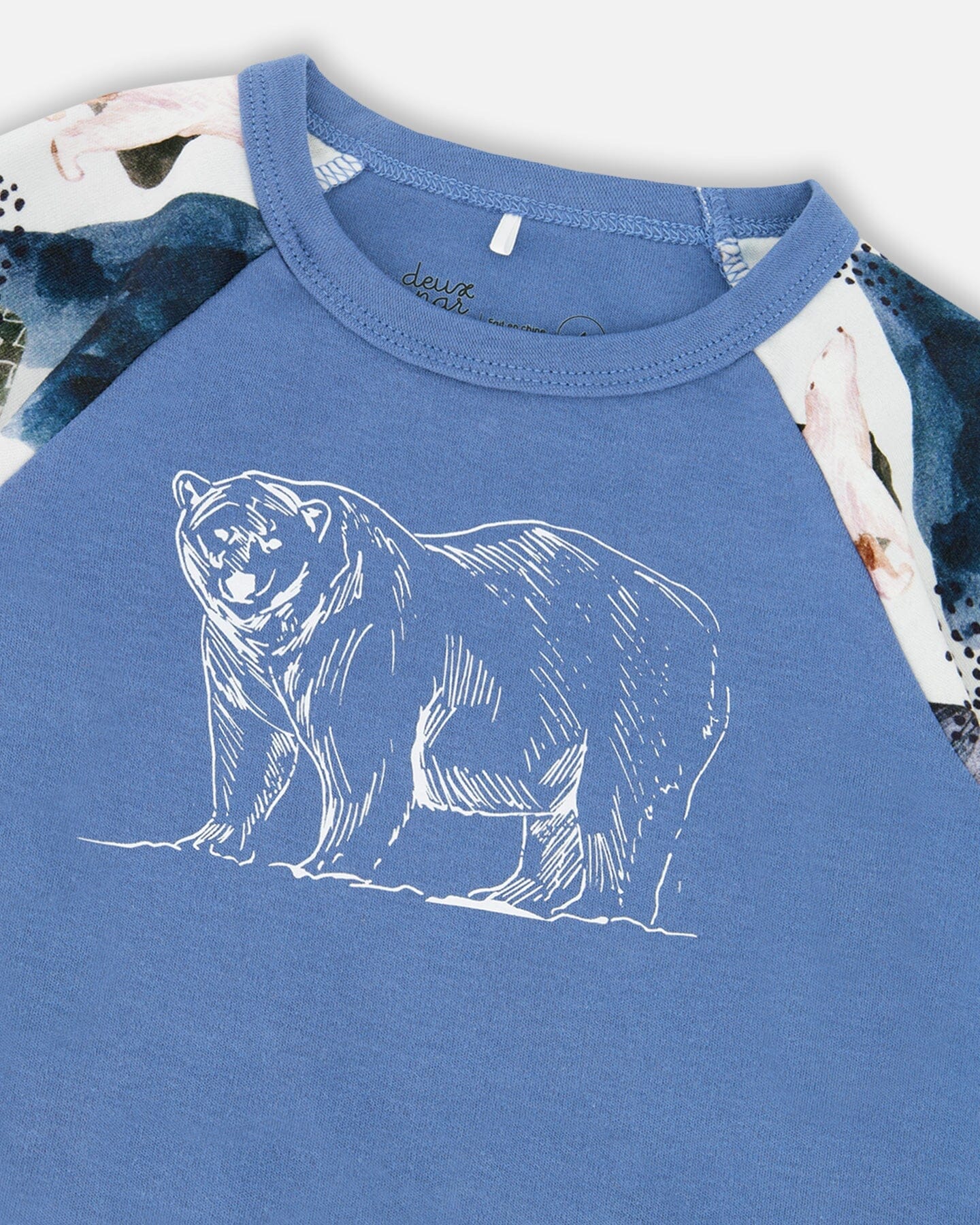 Two-Piece Organic Cotton Pajama Set White Bear Print