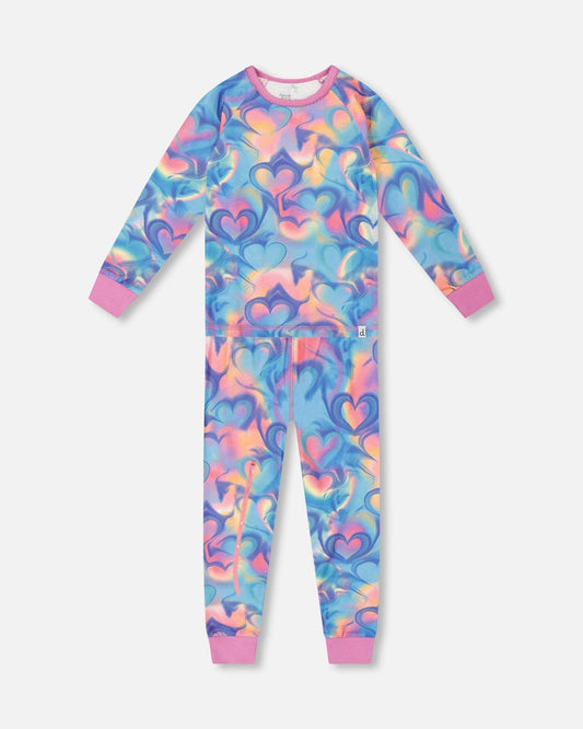 Organic Cotton Two-Piece Pajamas Rainbow Heart Print