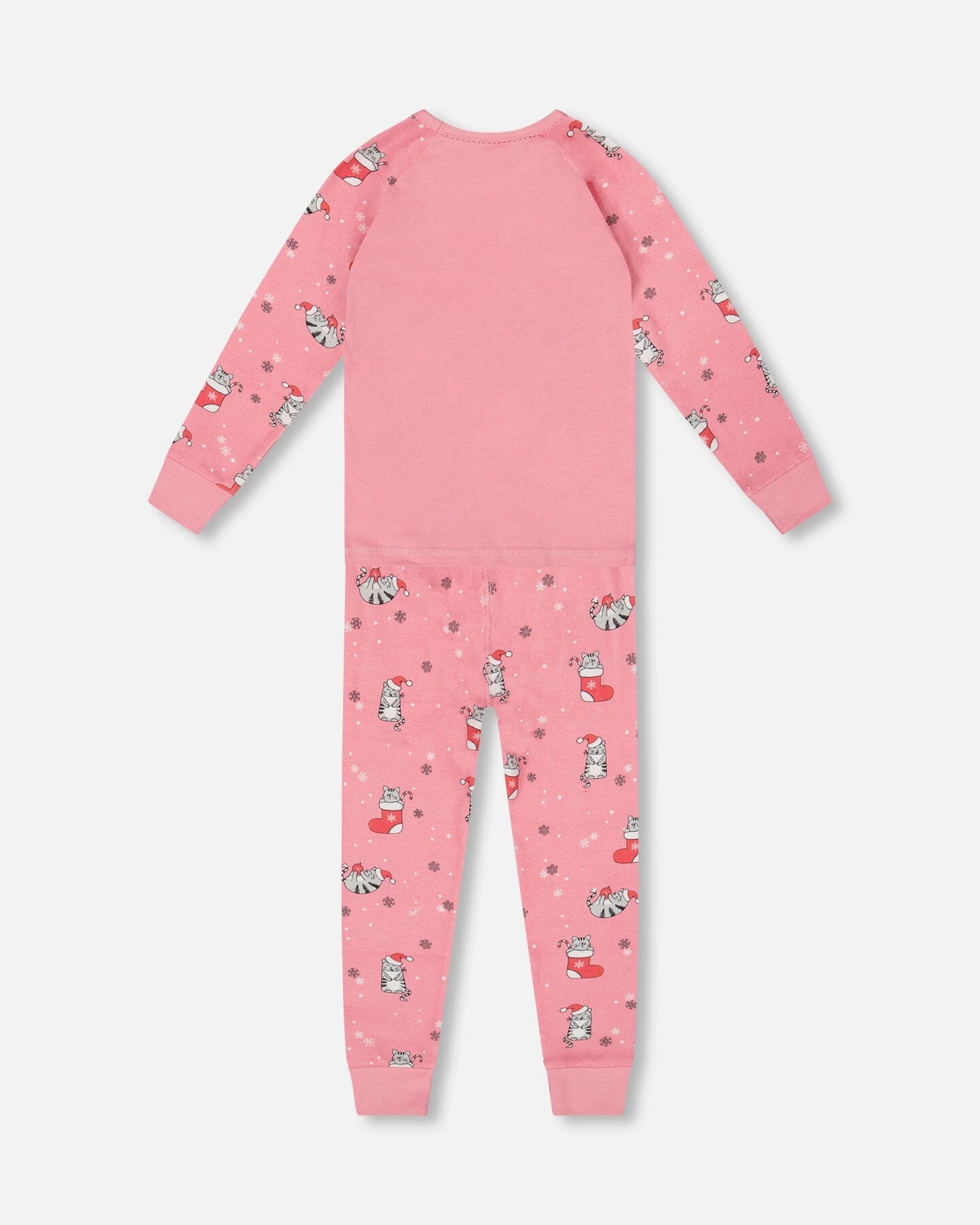 Organic Cotton Two-Piece Pajamas Pink Cat Print