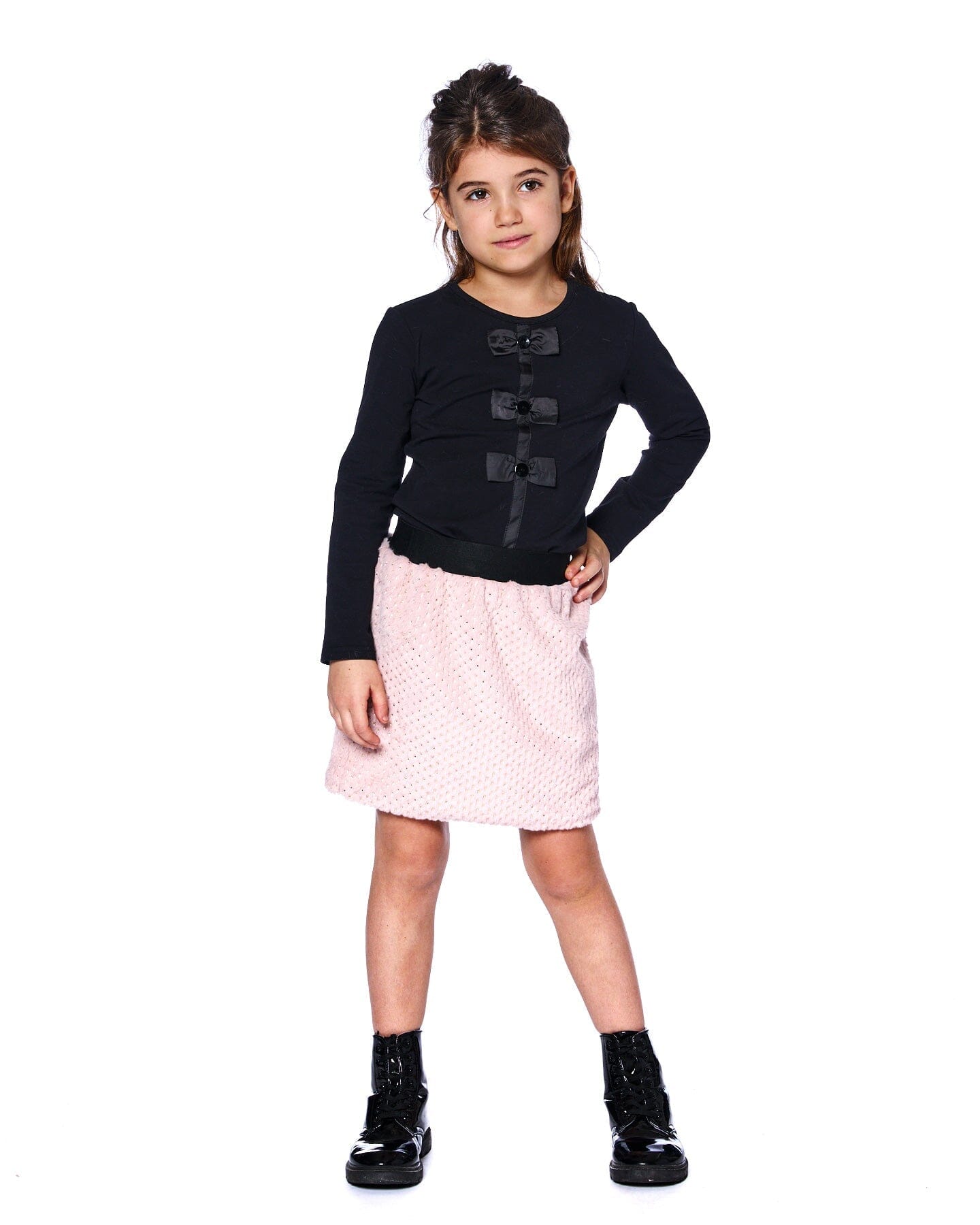 Long Sleeve Organic Cotton Jersey Bow Tee Black