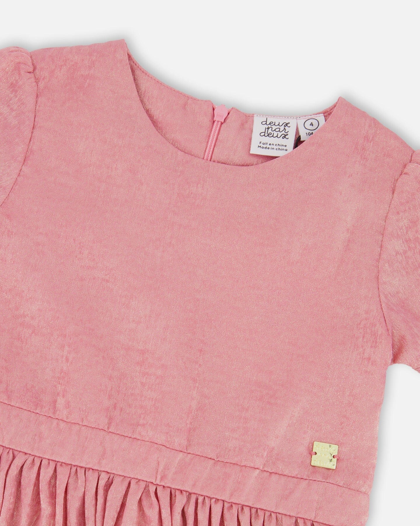 Short Sleeve Dress With Pleated Skirt Dusty Pink