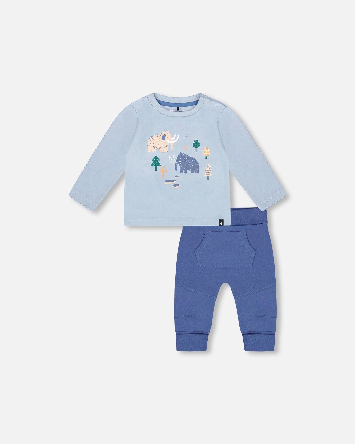 Organic Cotton Jersey Two-Piece Top And Pant Set Blue