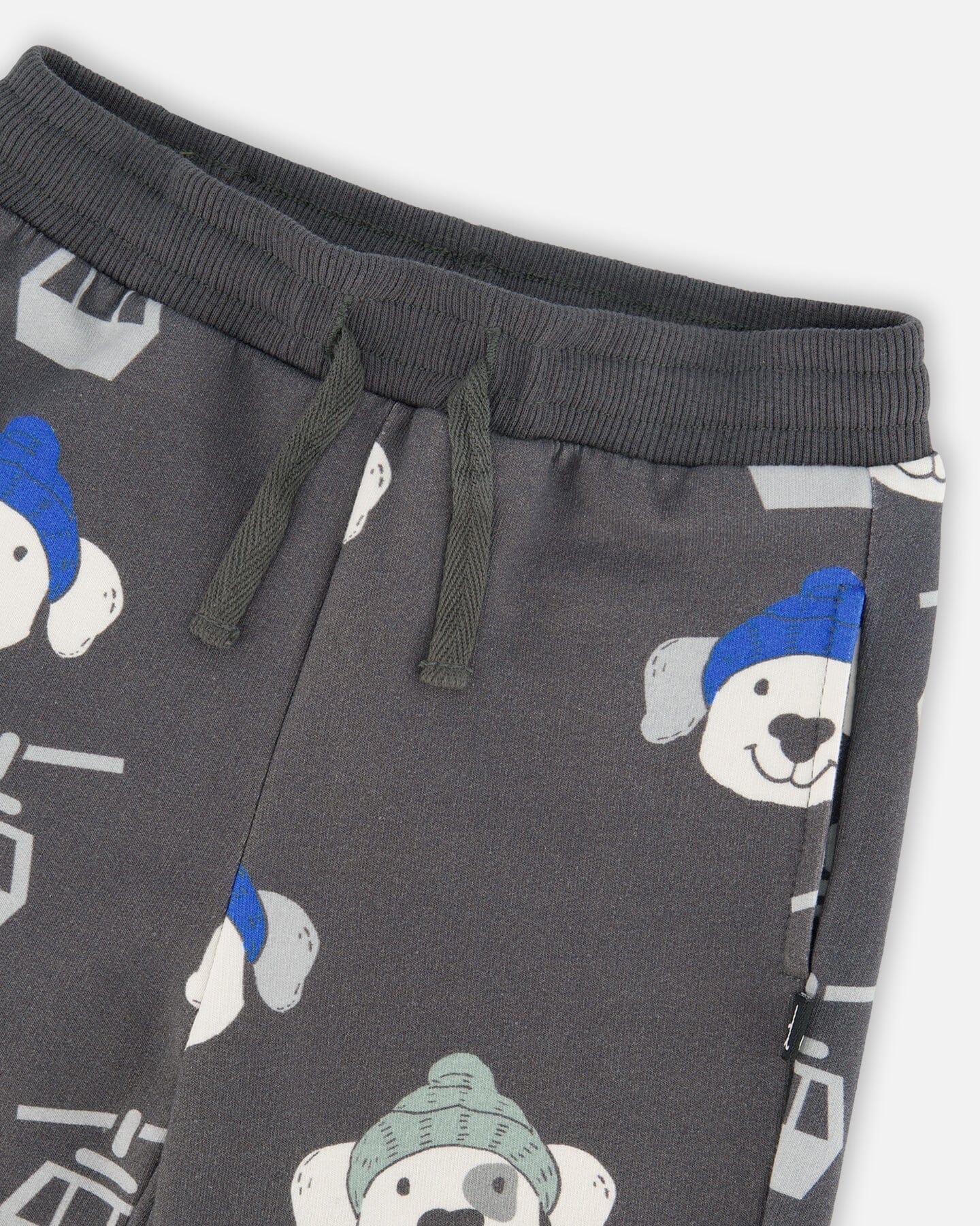 Fleece Sweatpants Gray Dog Print