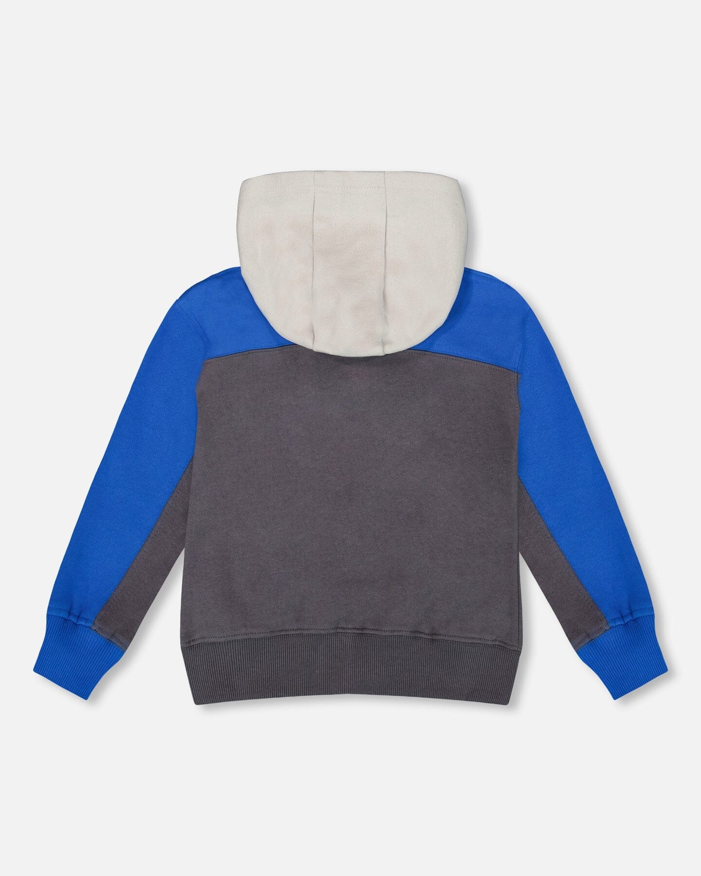 Color Blocked Zip Front Fleece Hoodie Dark Gray