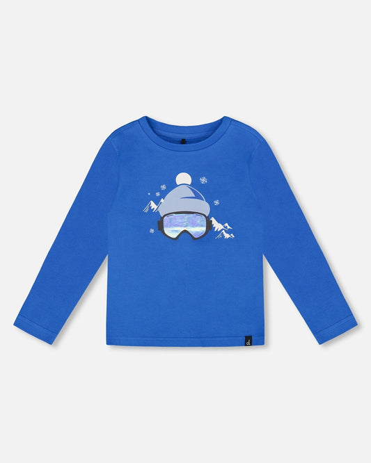 Long Sleeve Organic Cotton Jersey Tee Blue
