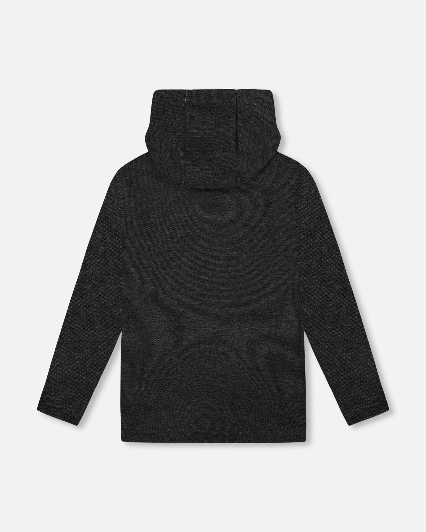 Long Sleeve Super Soft Brushed Jersey Hooded Tee Black