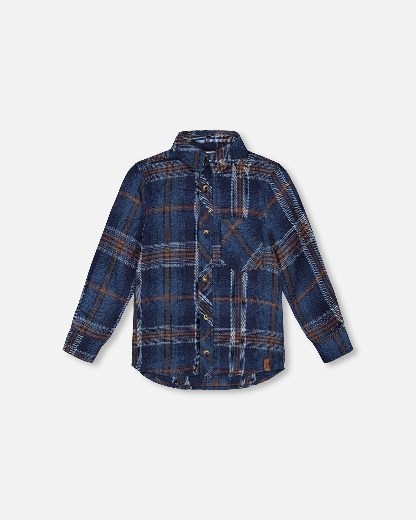 Long Sleeve Flannel Shirt Blue And Brown Plaid