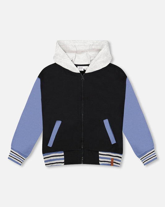 Full Zip Hooded Fleece Jacket Black