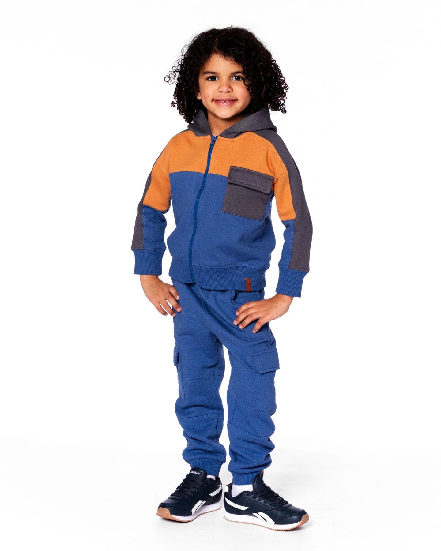 Full Zip Fleece Color Block Sweatshirt Blue