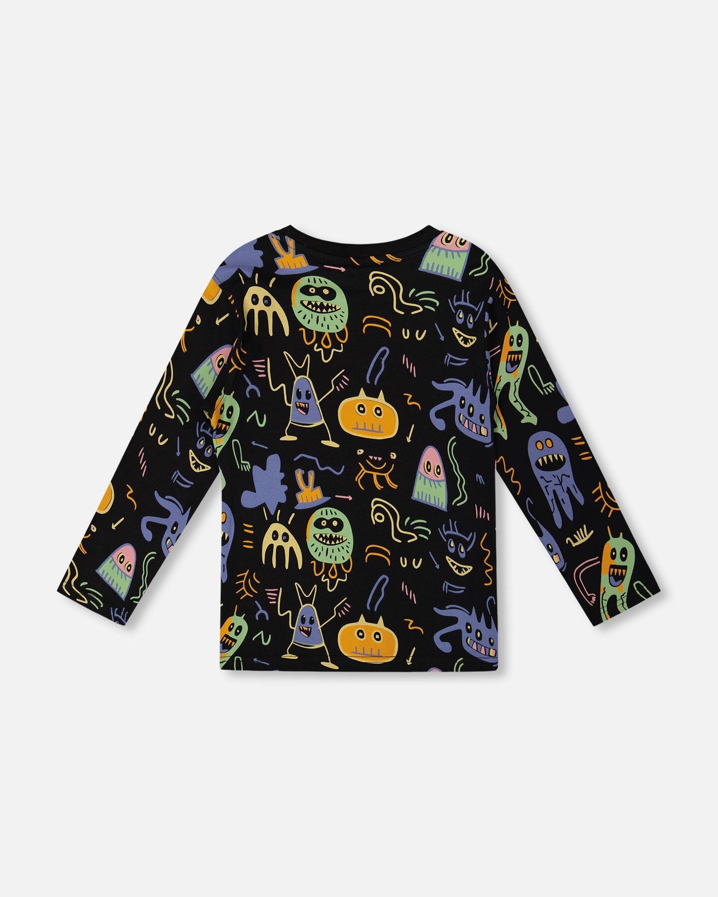 Long Sleeve Organic Cotton Allover Monsters Print Tee