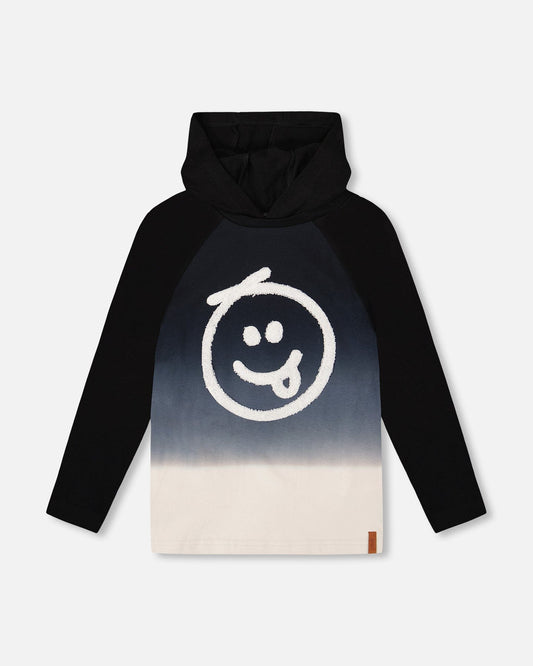 Organic Cotton Jersey Hooded Raglan Sleeve Tee Black