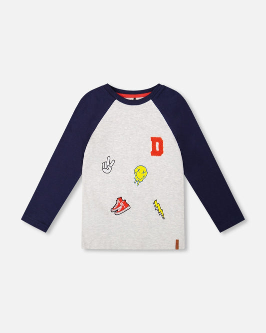 Organic Cotton Raglan Sleeve Tee Shirt Light Heather Grey