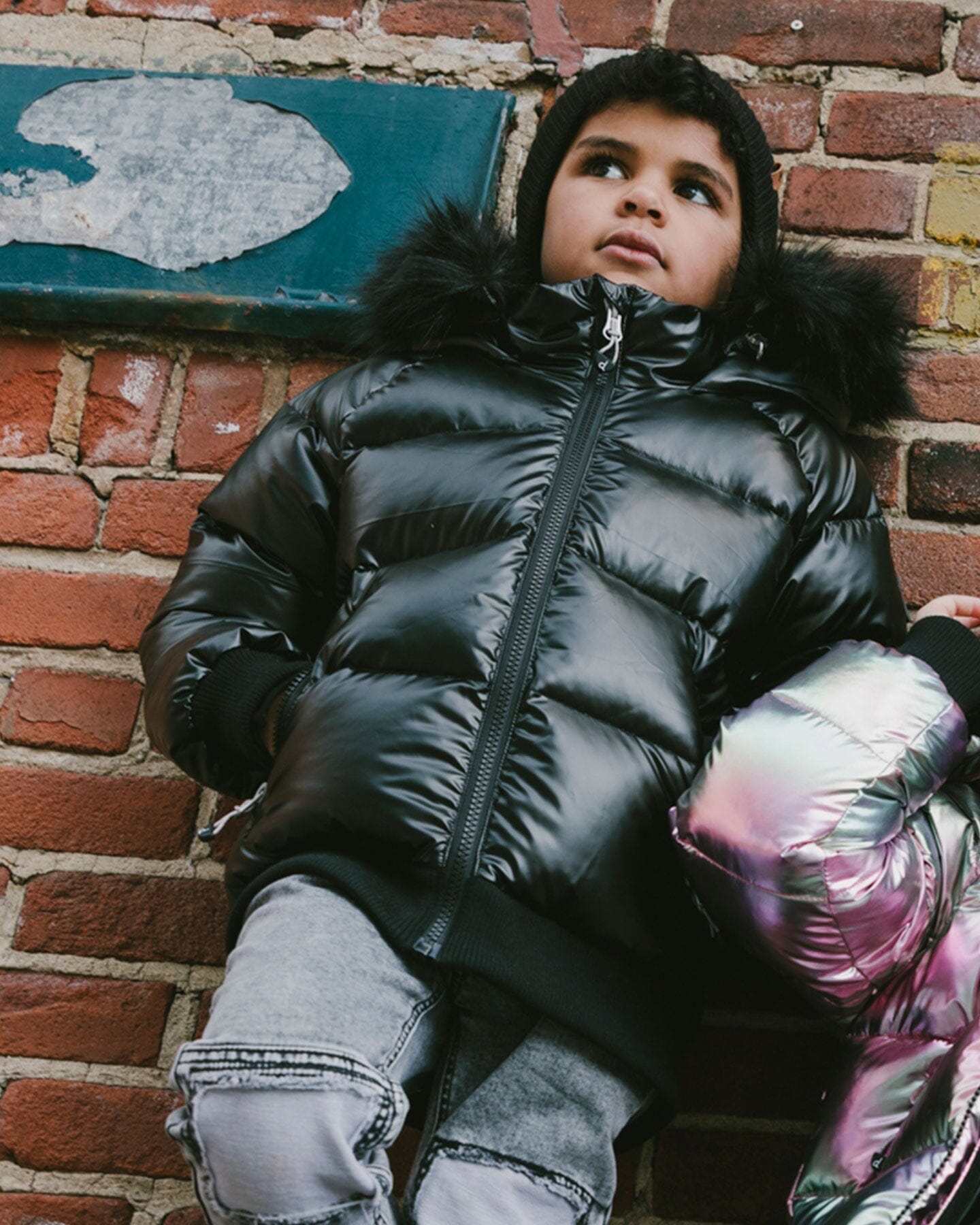 Black Quilted Bomber-Style Winter Coat