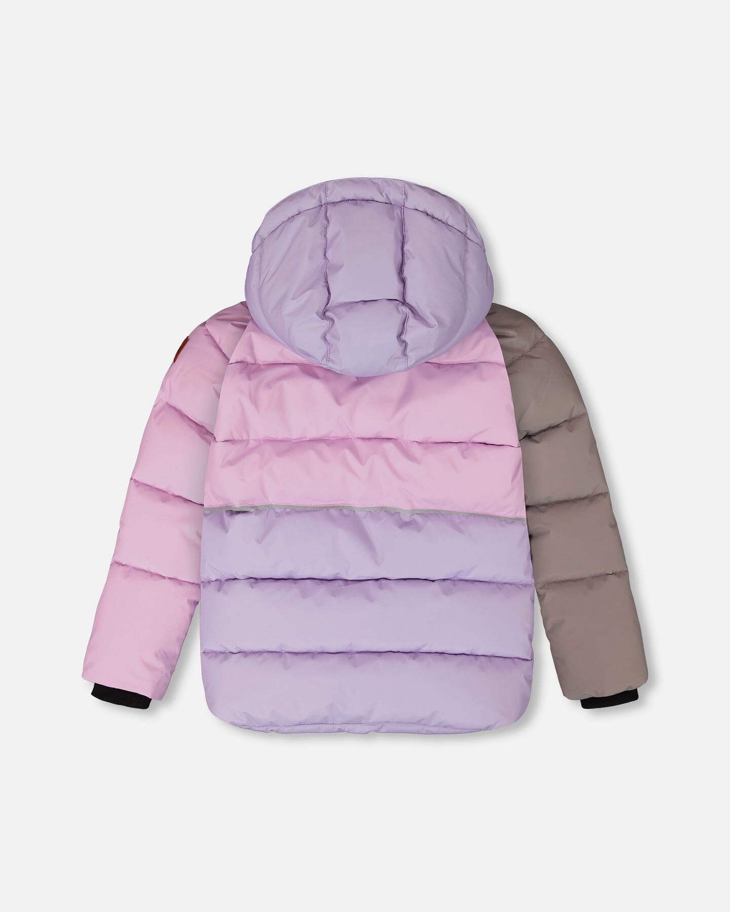 Colorblocked Puffy Winter Coat Purple Gray