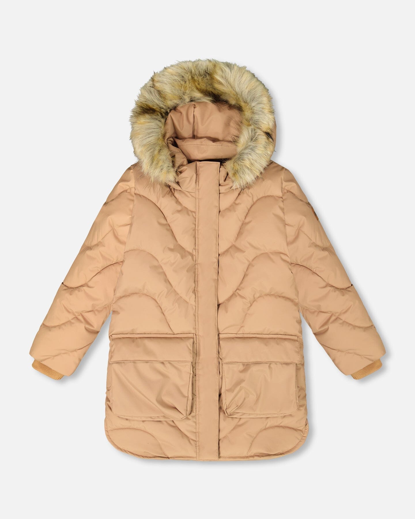 Long Wavy Quilt Puffy Winter Coat Chanterelle