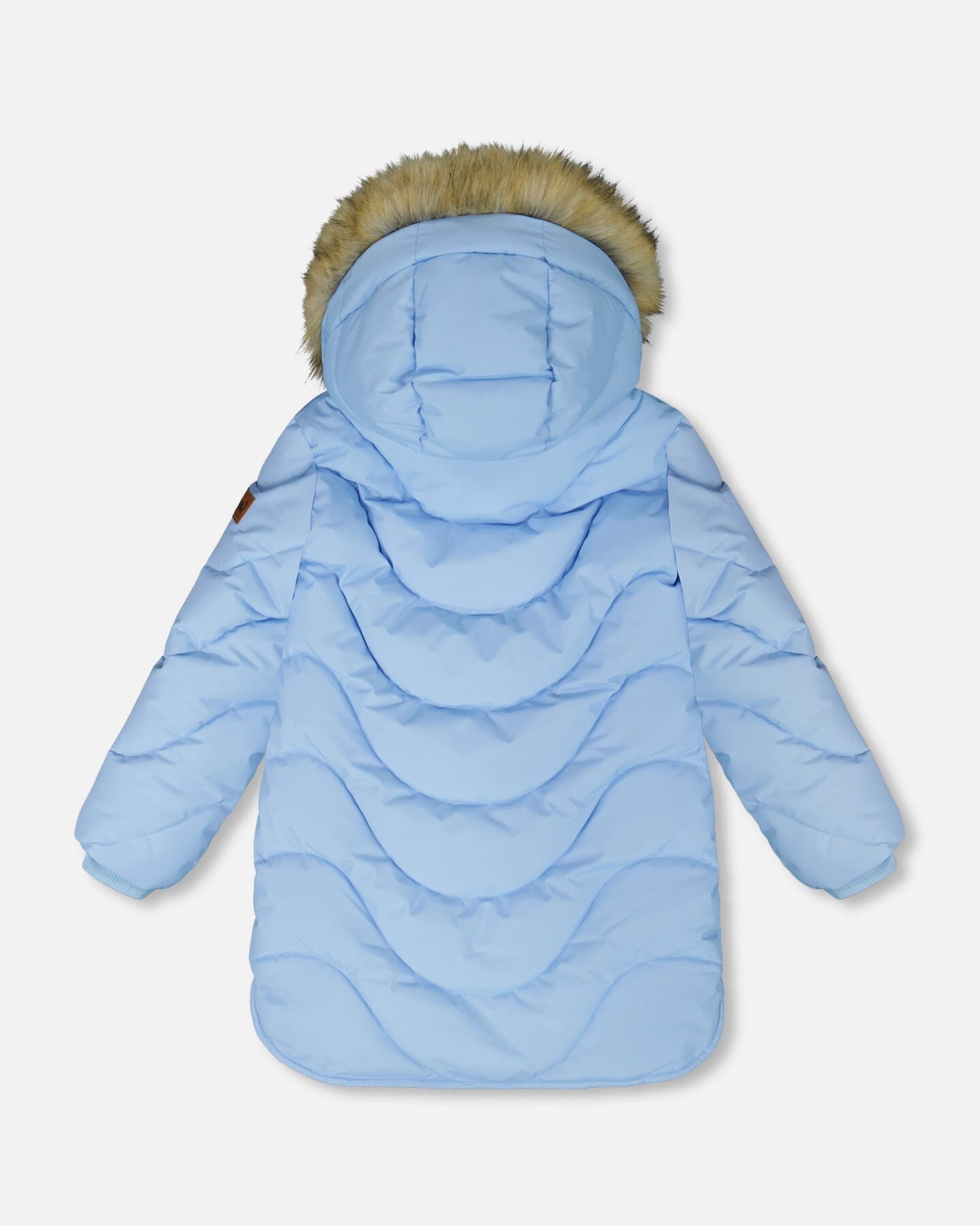 Long Wavy Quilt Puffy Winter Coat Powder Blue