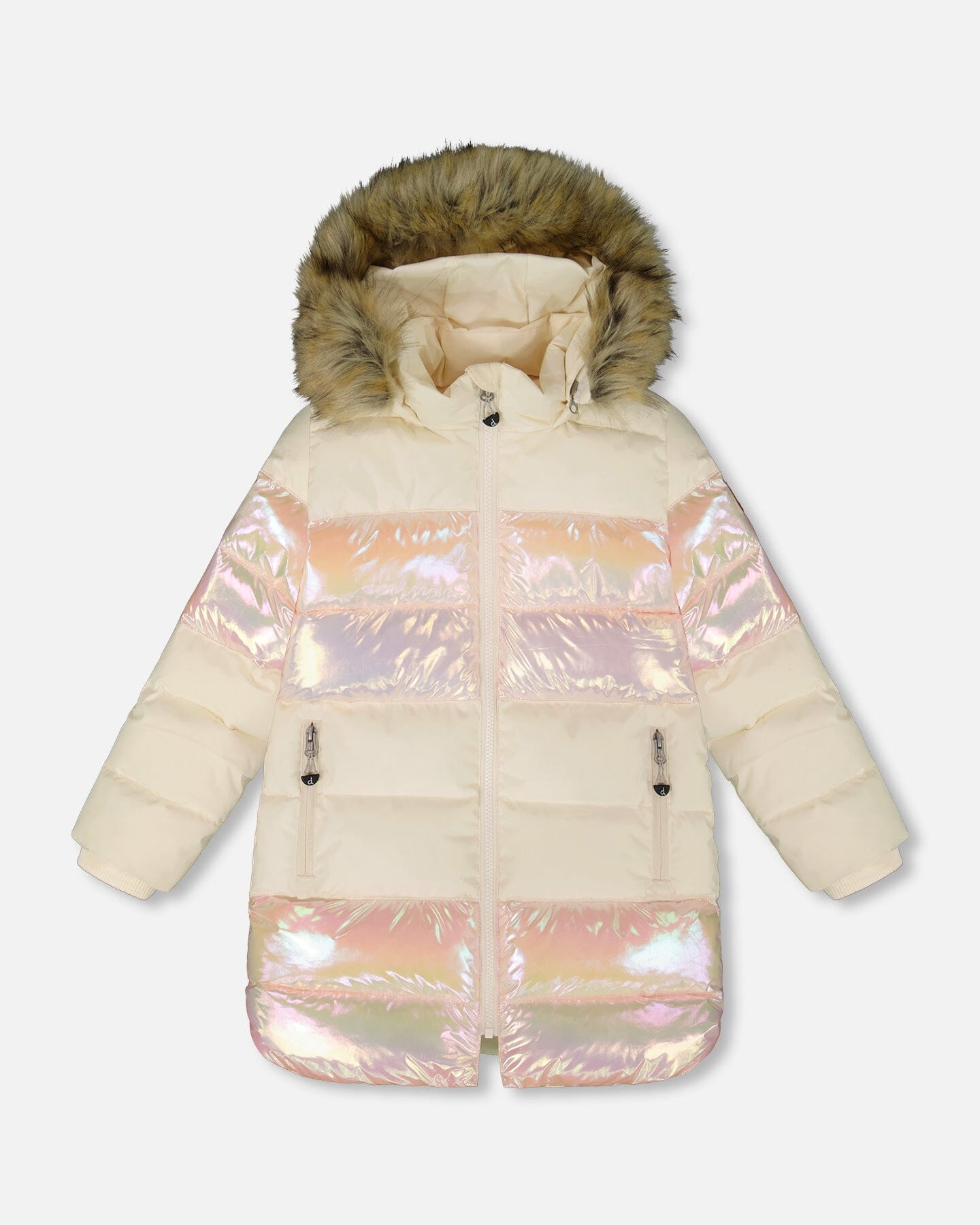 Long Metallic Puffy Winter Coat White