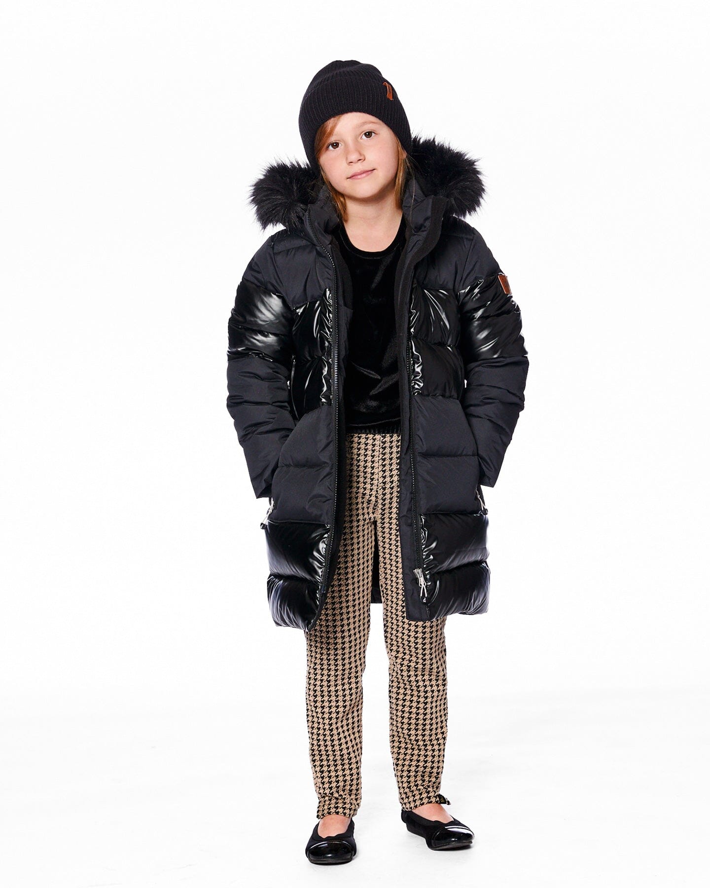 Long Metallic Puffy Coat Black