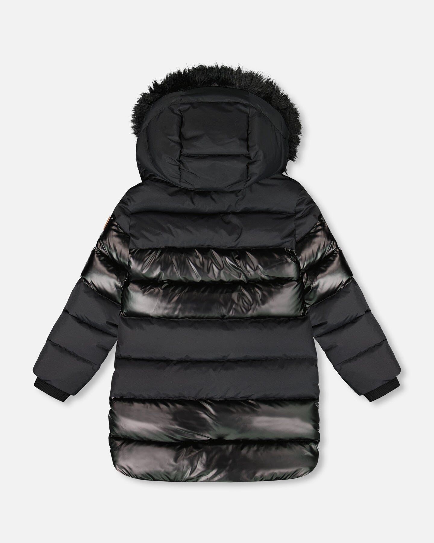 Long Metallic Puffy Coat Black