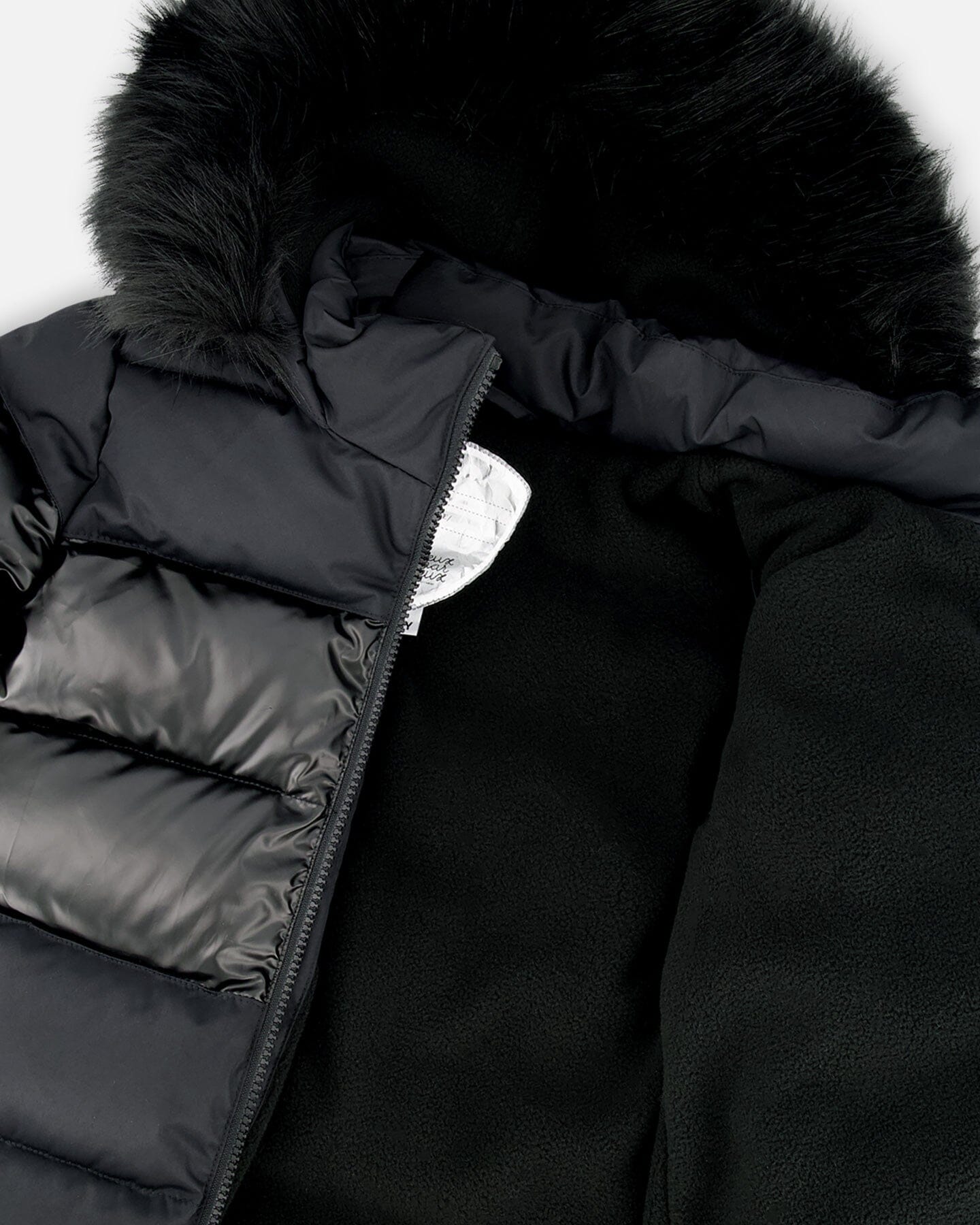 Long Metallic Puffy Coat Black