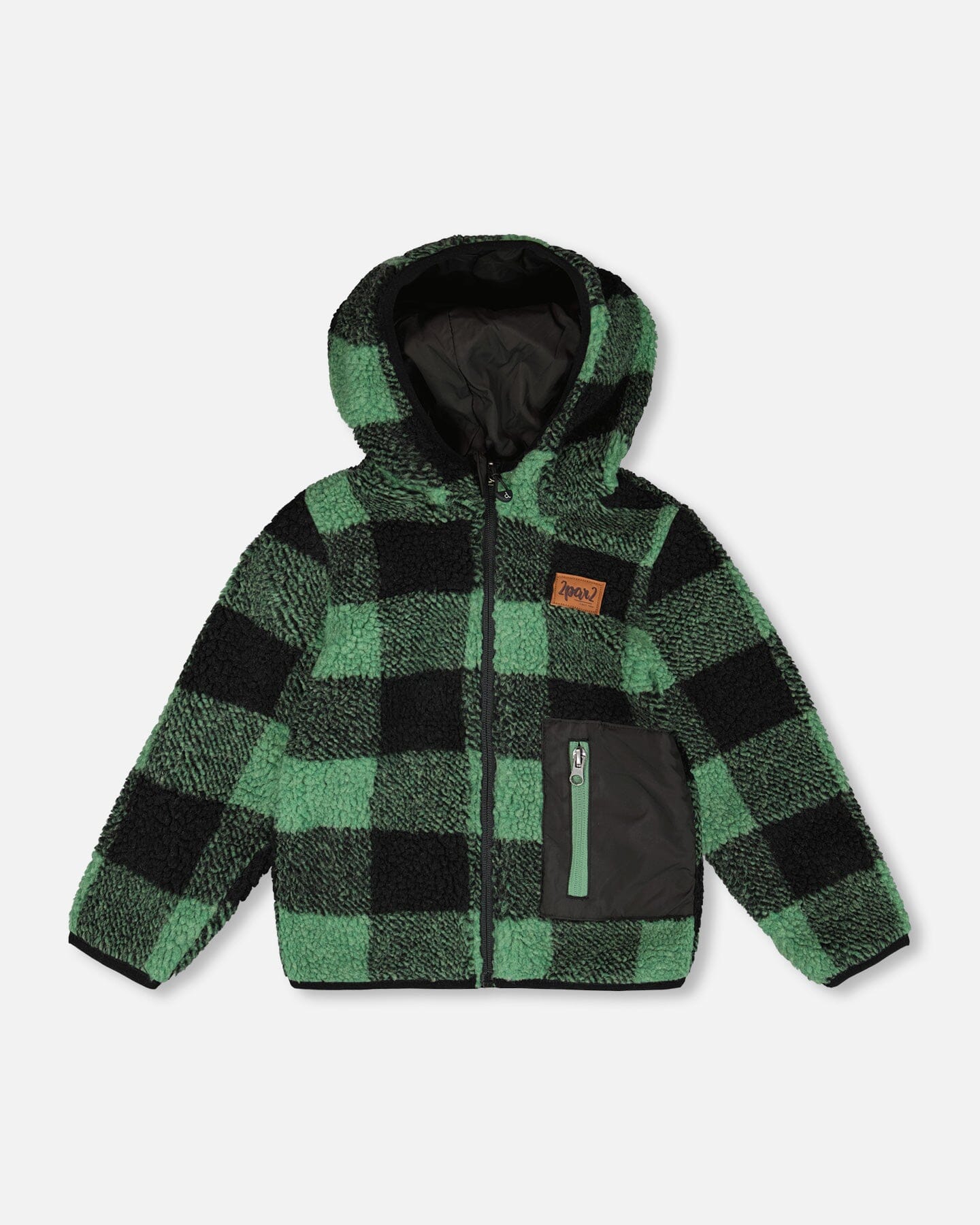 Reversible Mid-Season Sherpa Jacket Teal Plaid