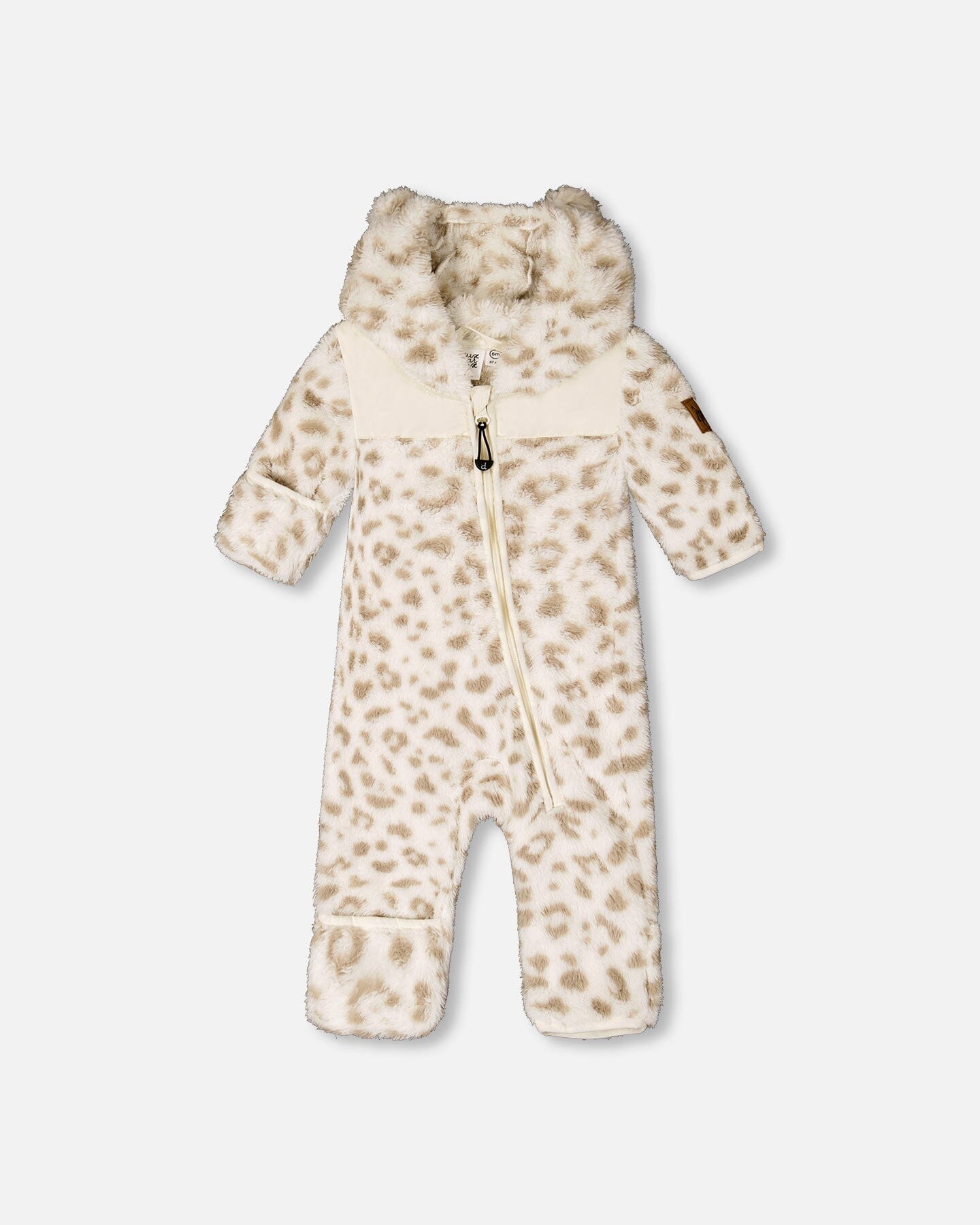 Baby Mid-Season Plush One Piece Outerwear Cream Leopard Print