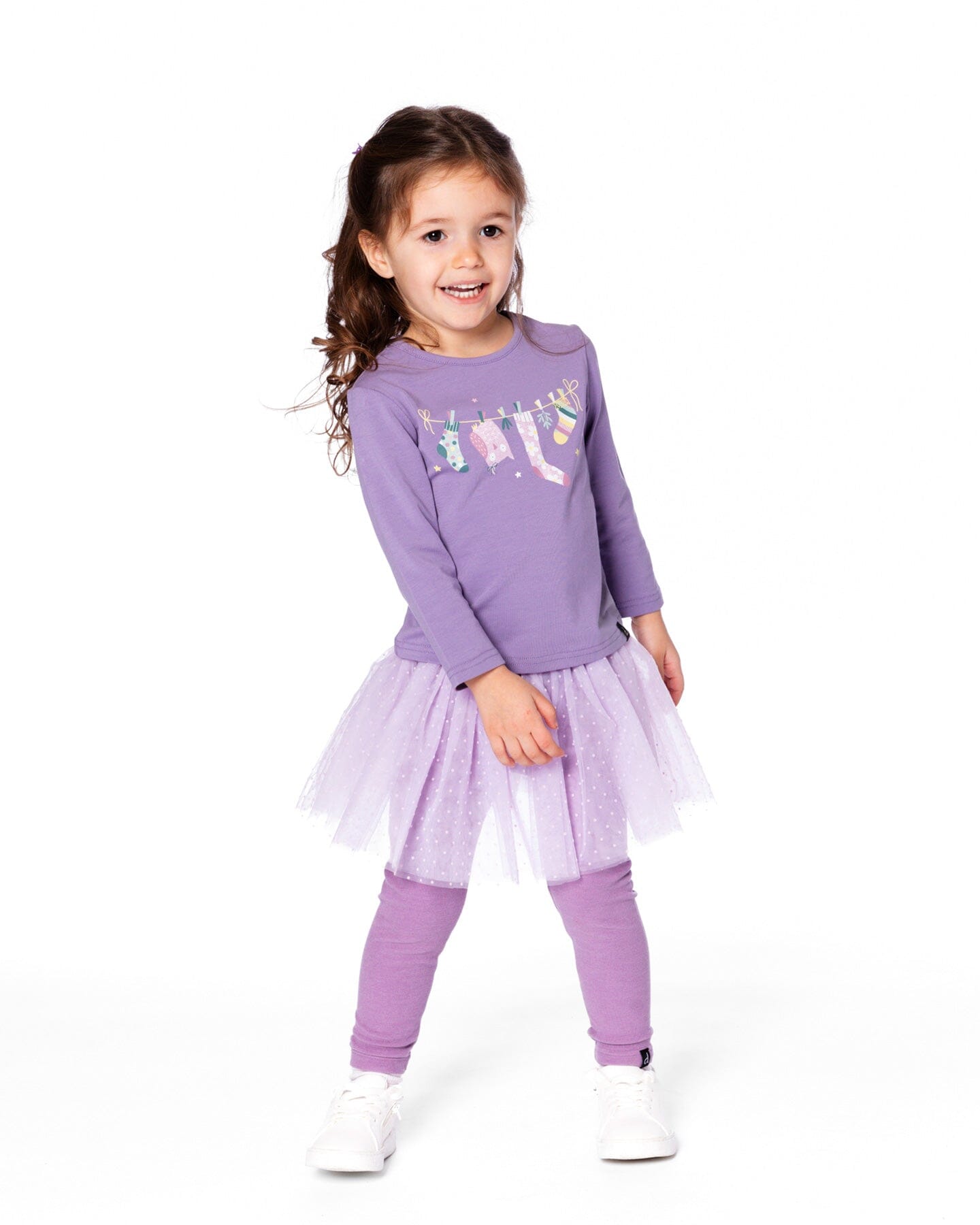 Leggings With Tulle Skirt Purple Gray