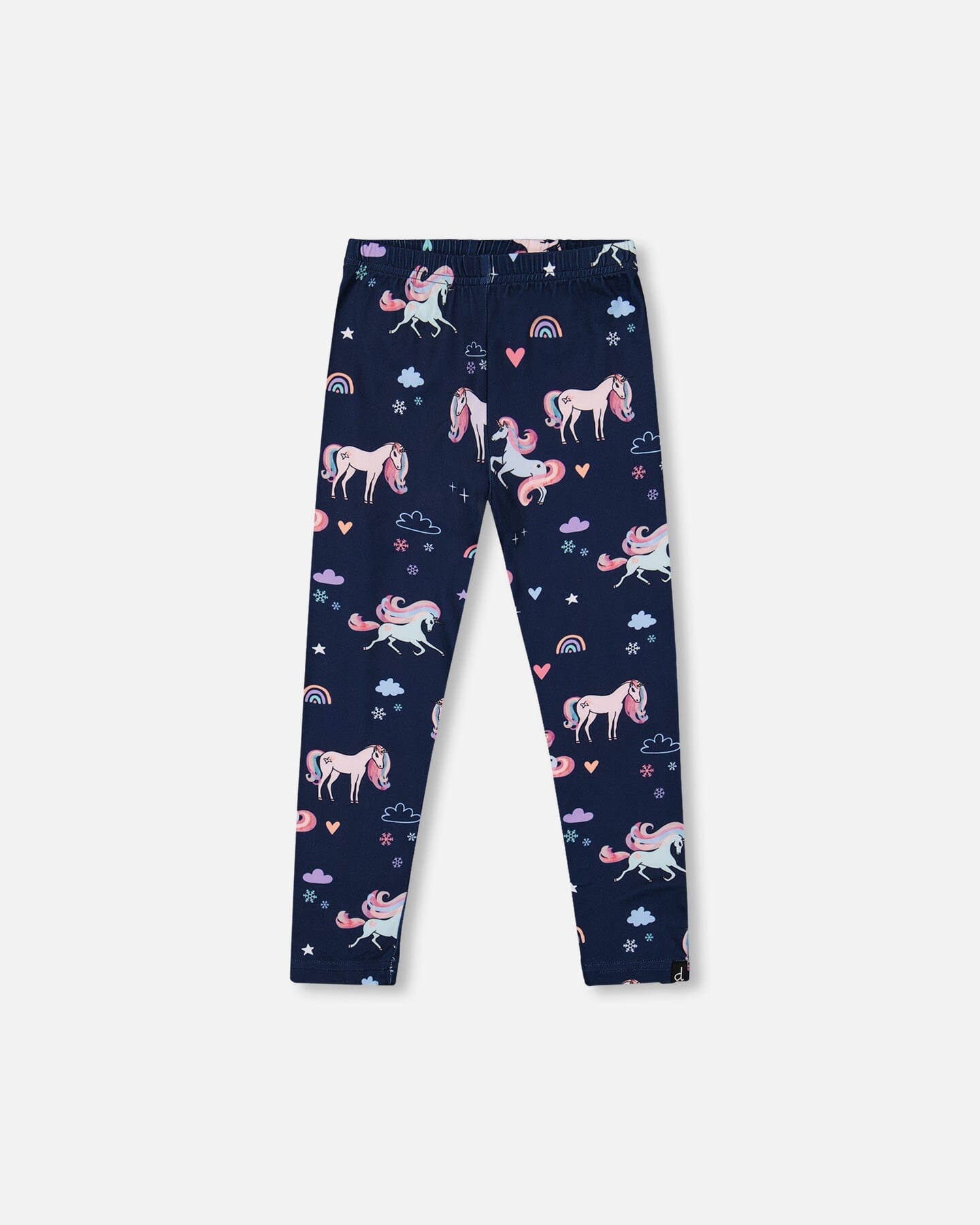 Stretch Jersey Leggings Navy Unicorn Print